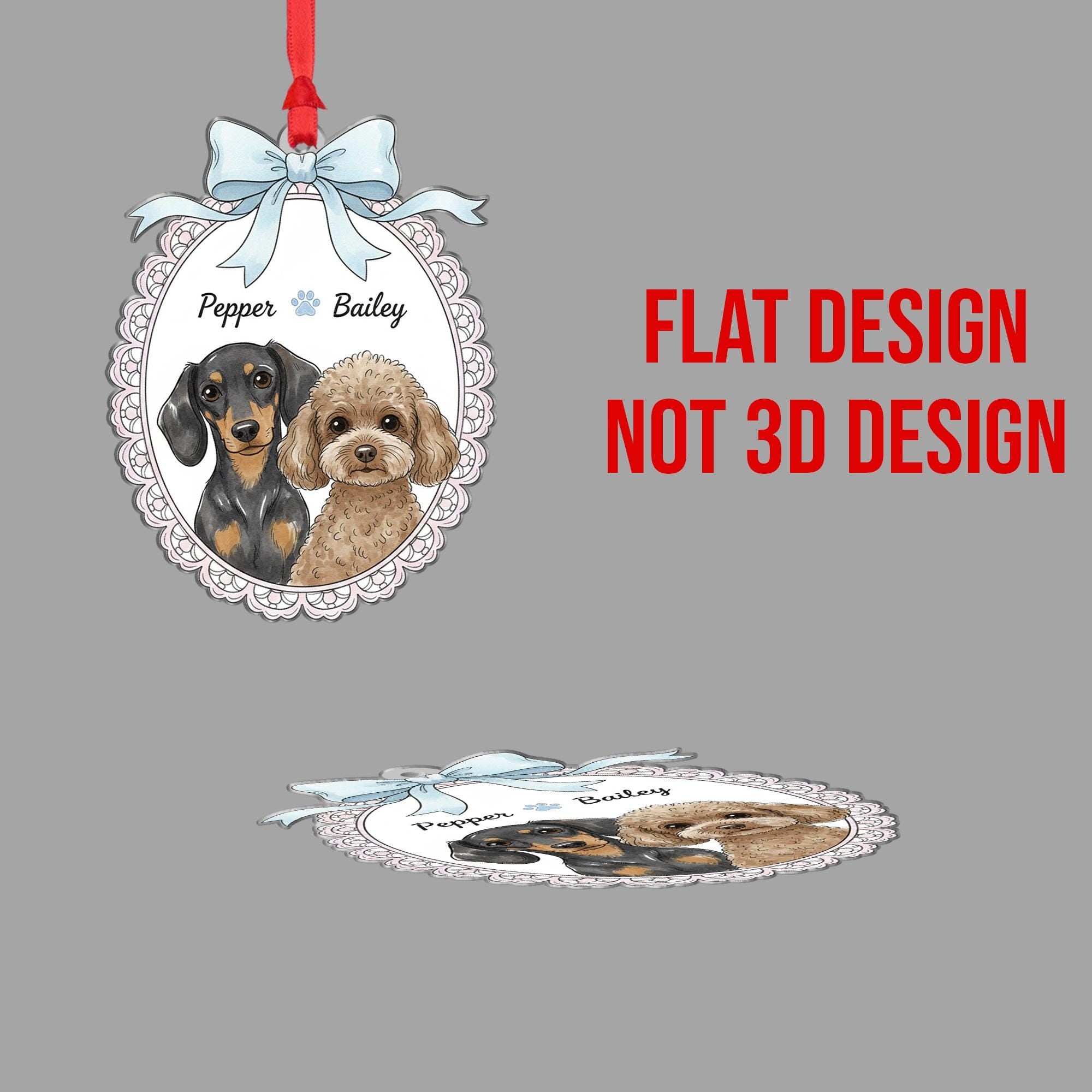 Personalized Dog Portrait Ornament — Hanging Pet Keepsake — Name Customization