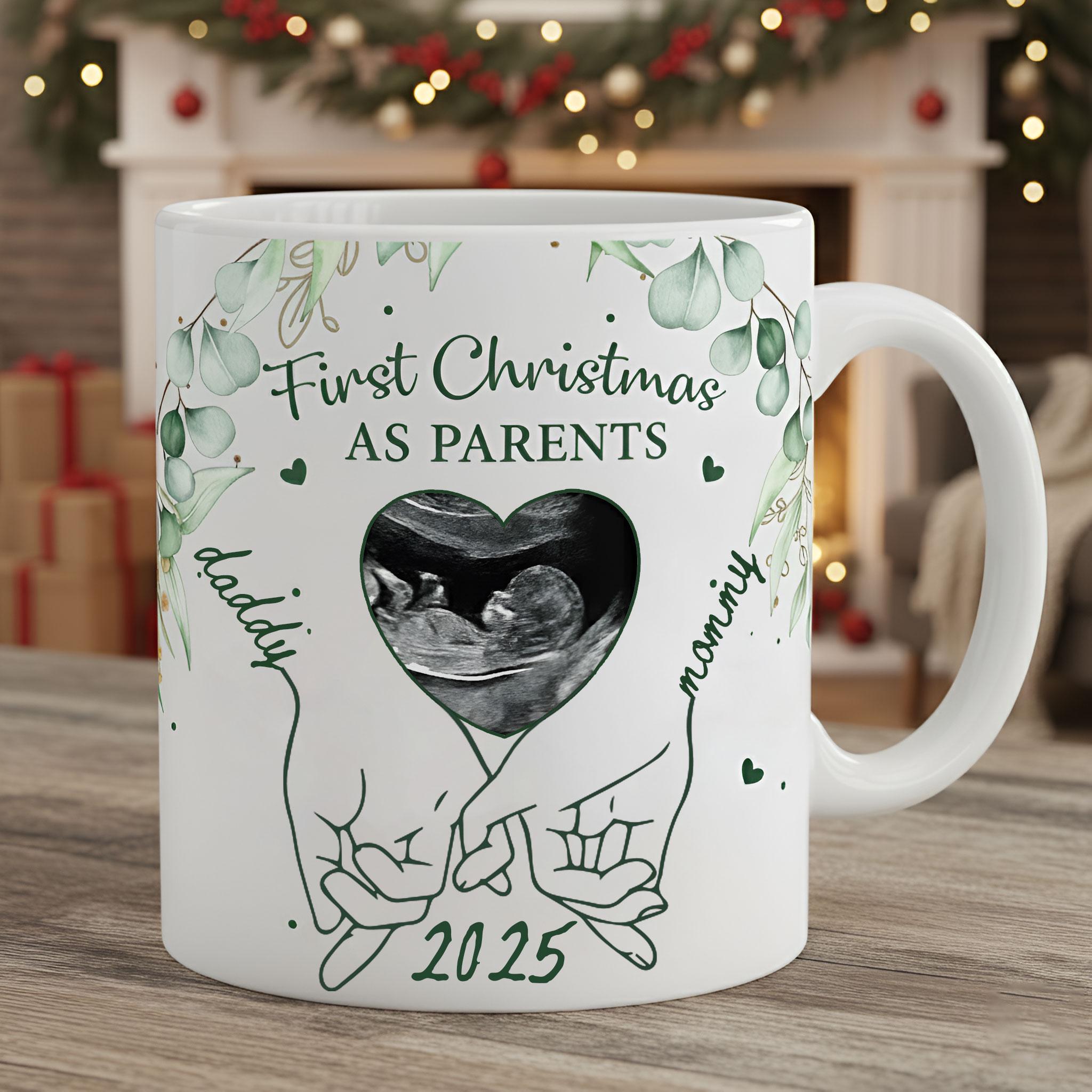 Custom Ultrasound Photo Mug: First Christmas as Parents Gift
