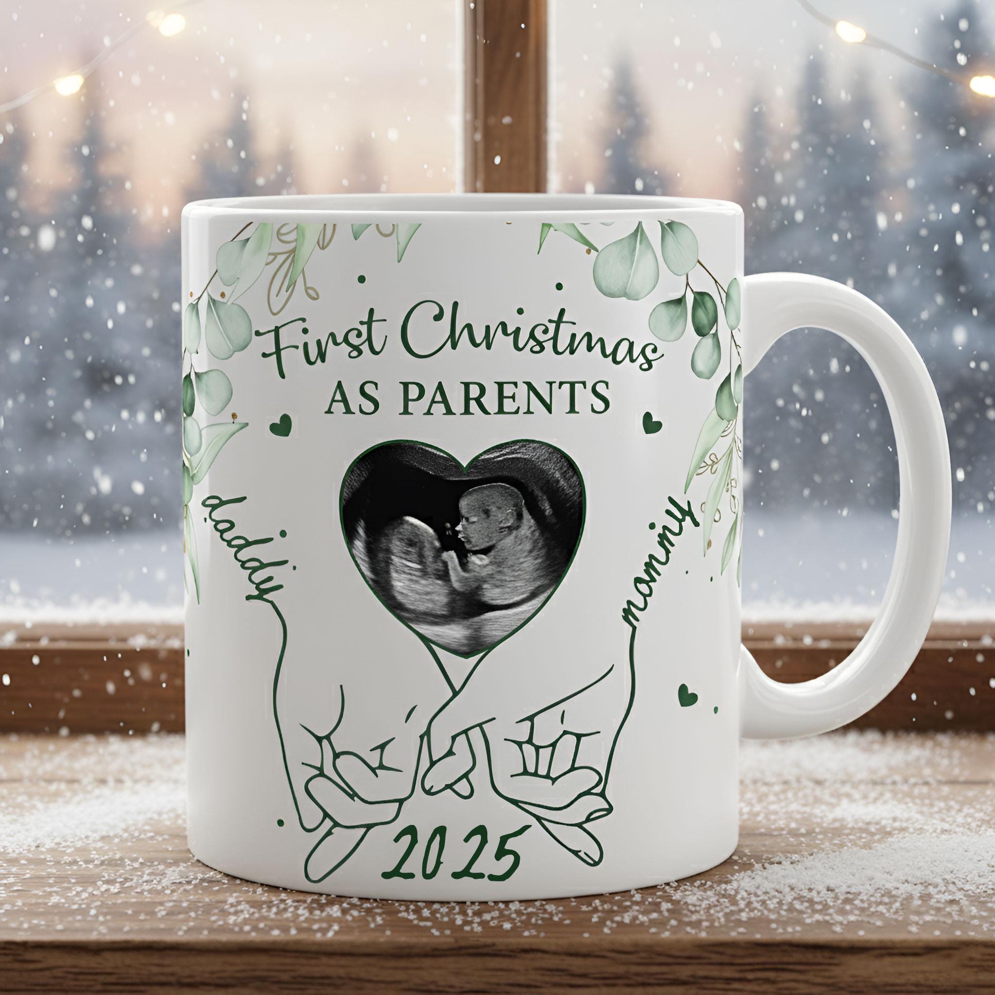Custom Ultrasound Photo Mug: First Christmas as Parents Gift