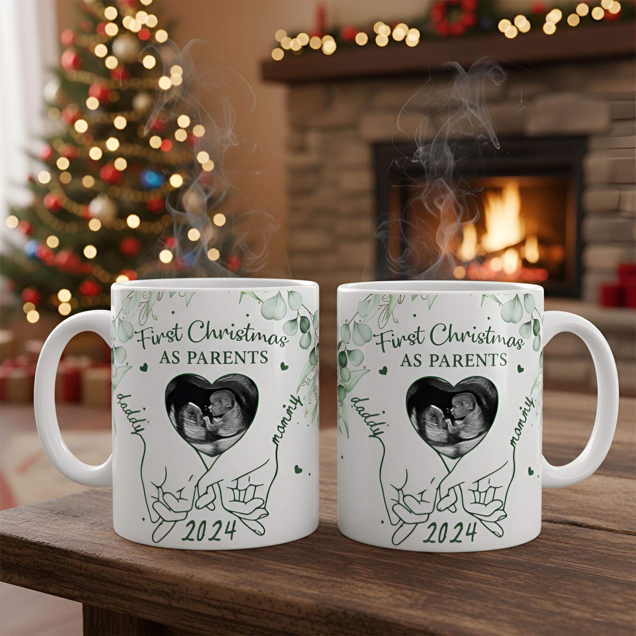 Custom Ultrasound Photo Mug: First Christmas as Parents Gift