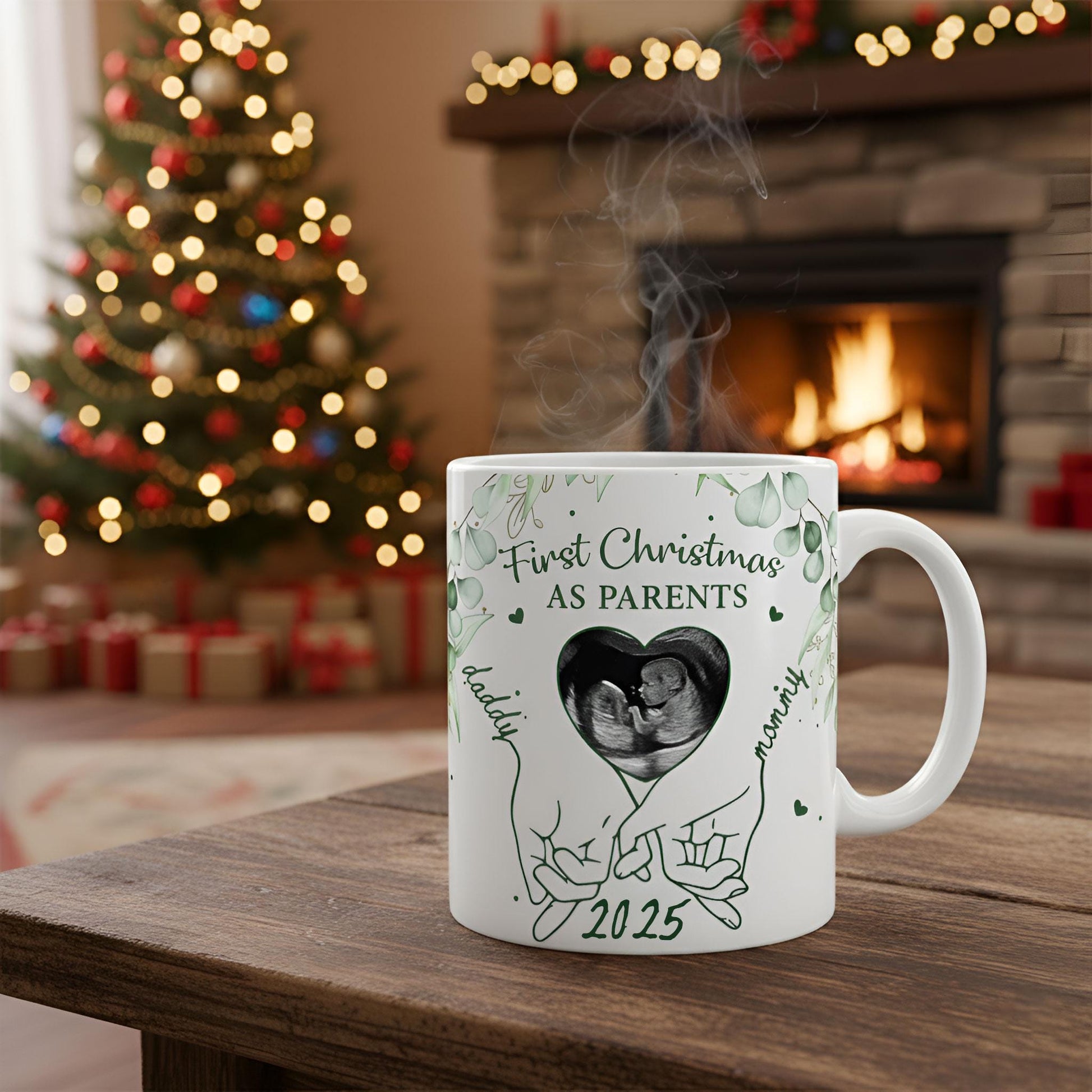 Custom Ultrasound Photo Mug: First Christmas as Parents Gift