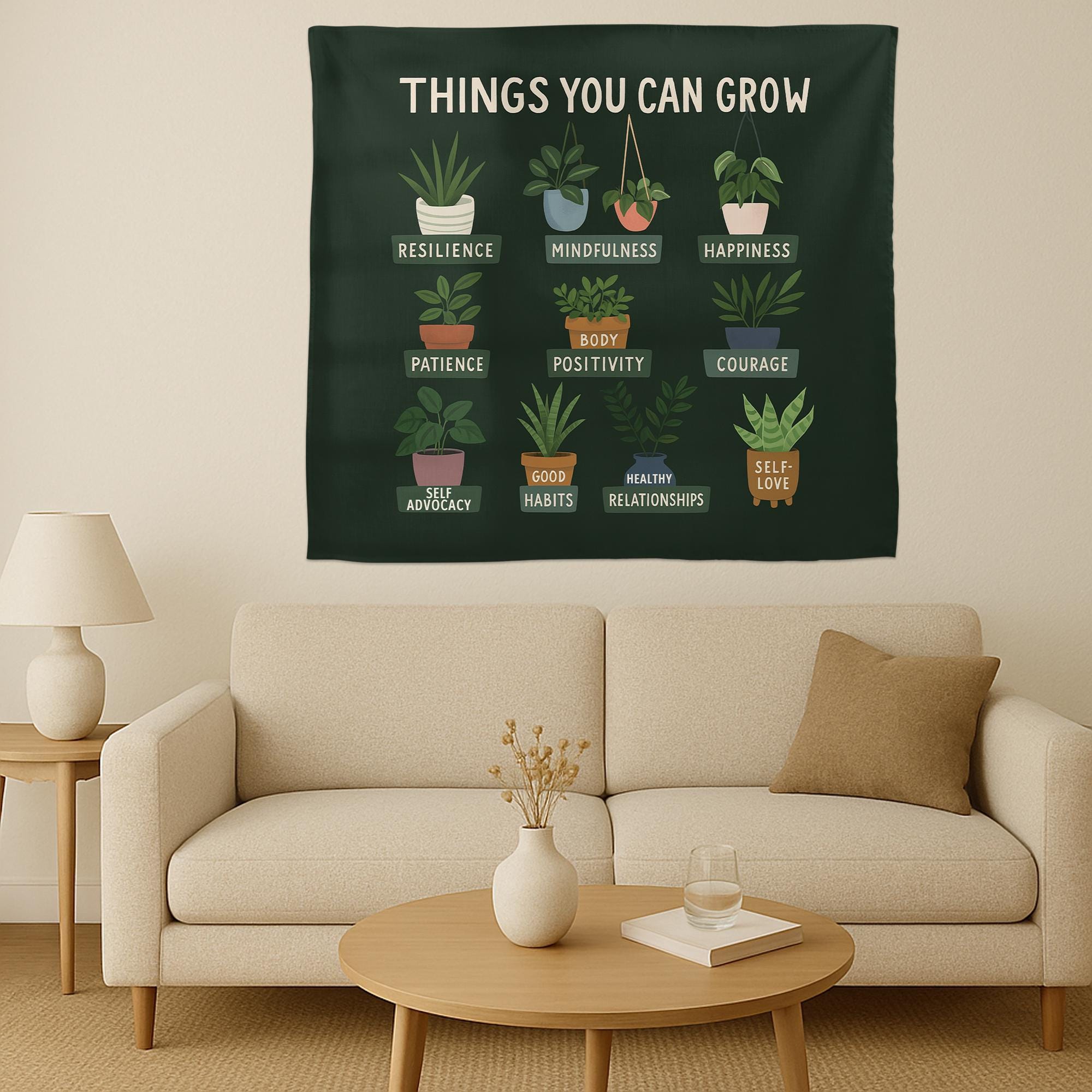 Plant Growth Mindset Tapestry for Wall Decor