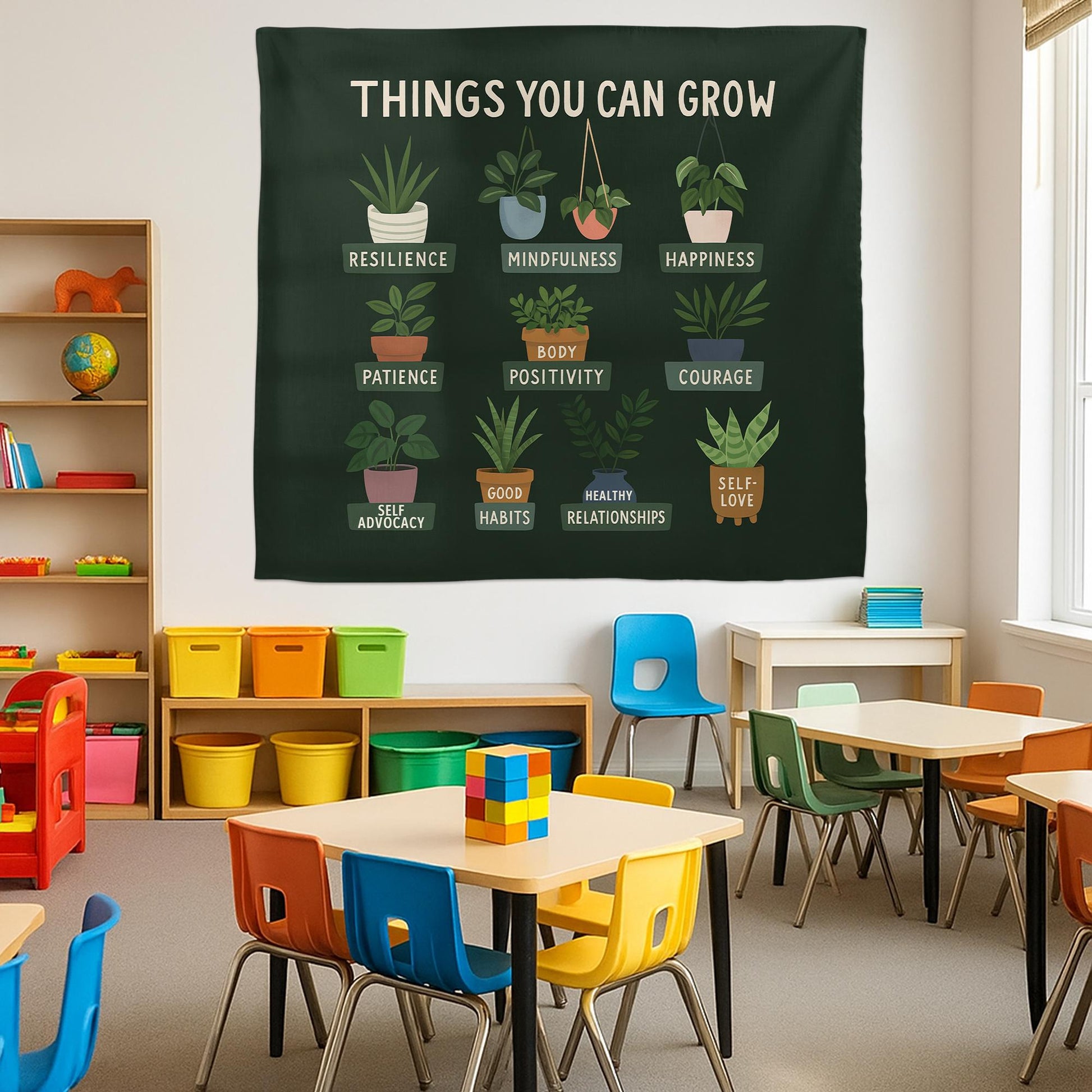 Plant Growth Mindset Tapestry for Wall Decor