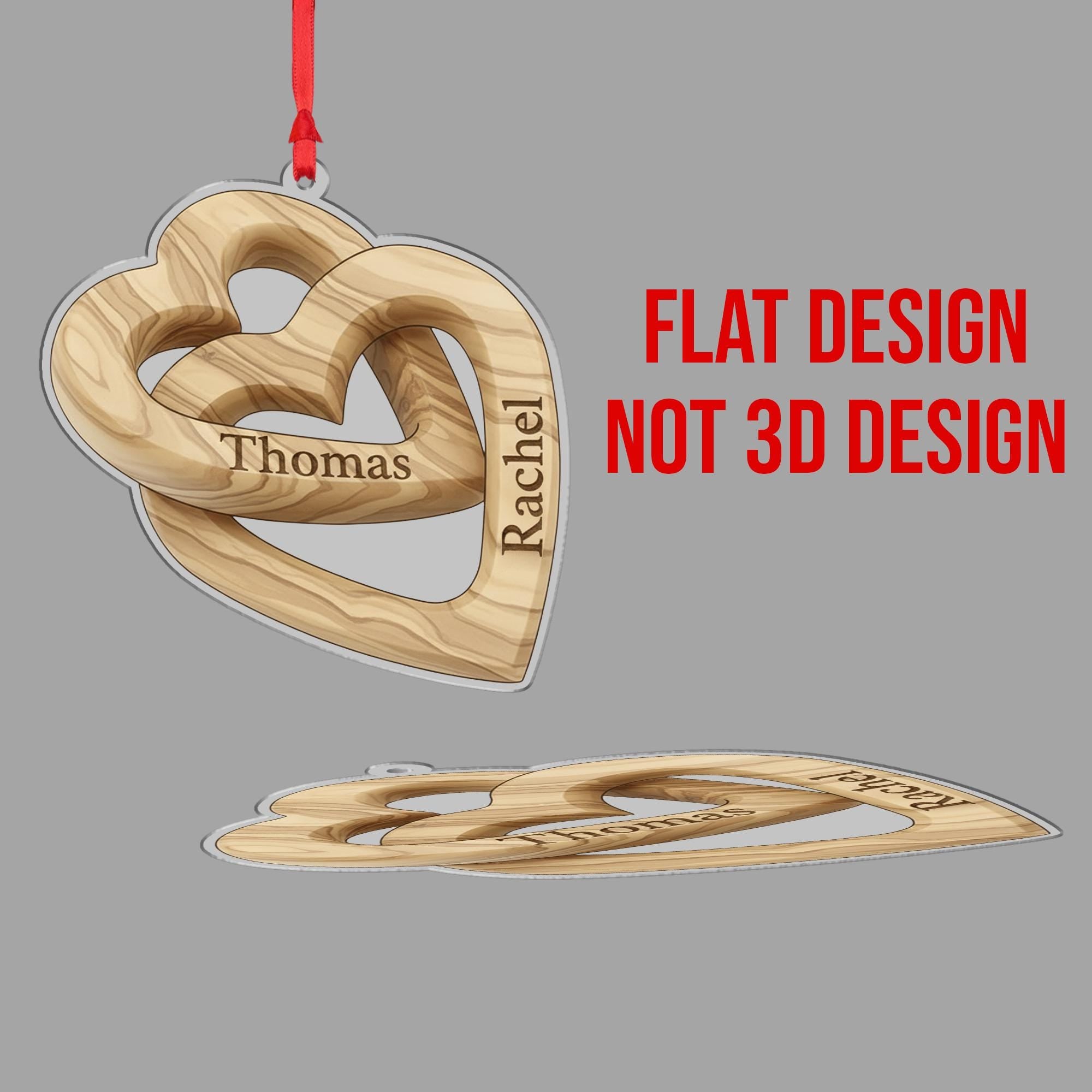 Personalized Anniversary Ornament – Acrylic Double Heart Decoration with Custom Names