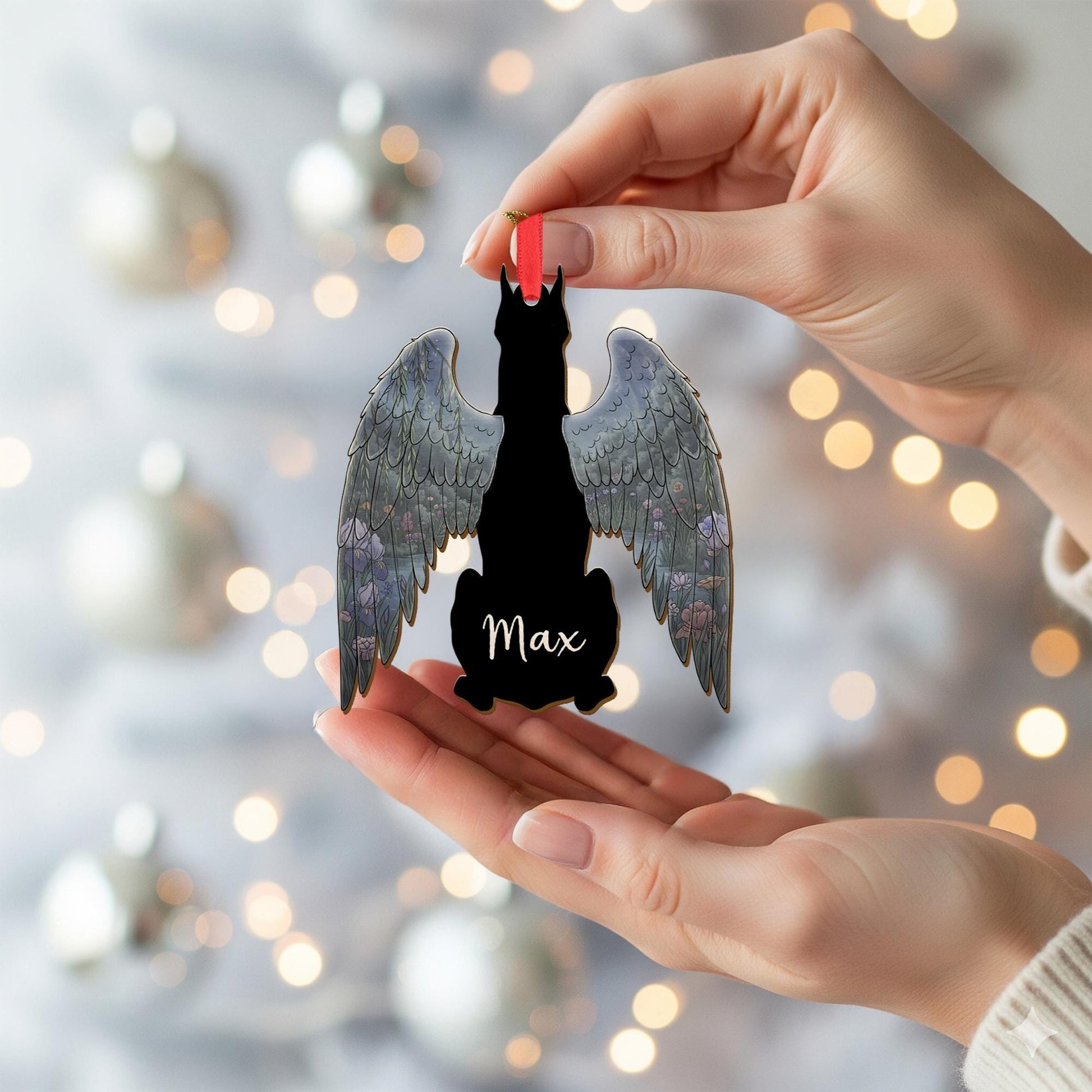 Personalized Dog Memorial Ornament – Acrylic Pet Loss Decoration with Angel Wings Design