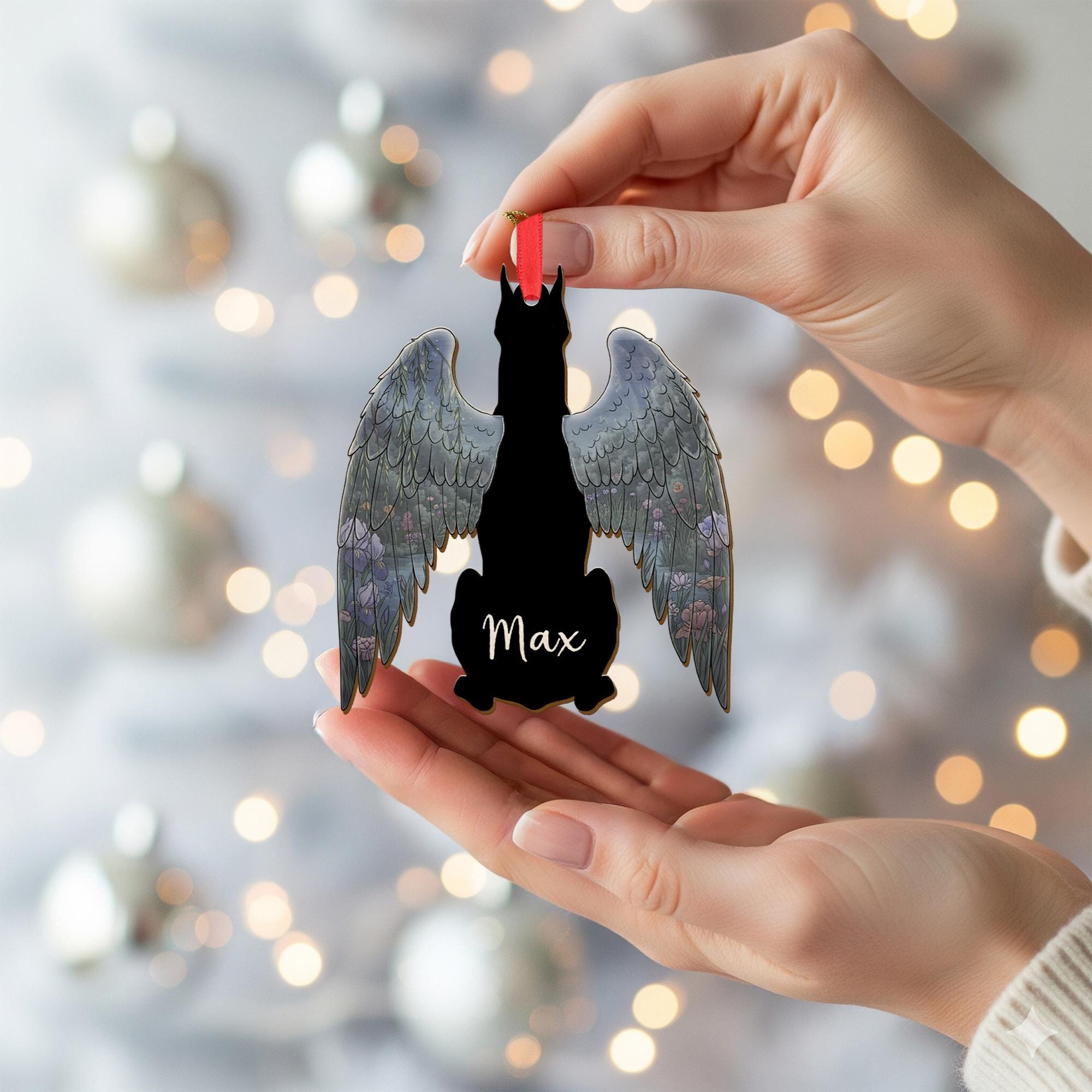 Personalized Dog Memorial Ornament – Acrylic Pet Loss Decoration with Angel Wings Design