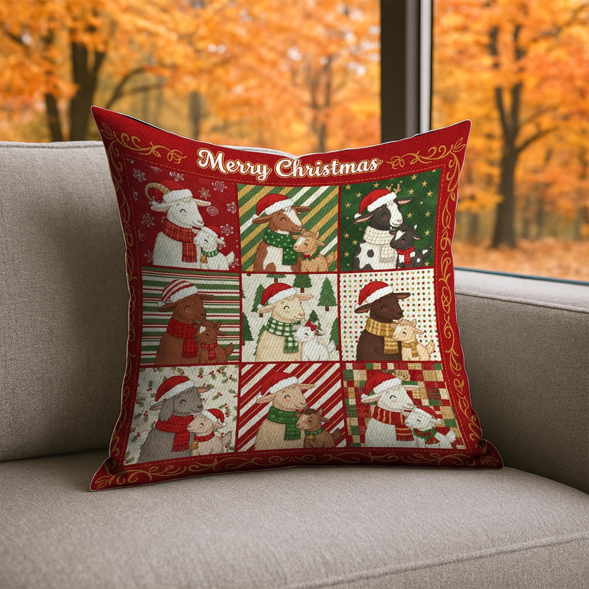 Goat Mom Pillow – Farmhouse Throw Cushion Gift for Goat Lovers and Rustic Home Decor