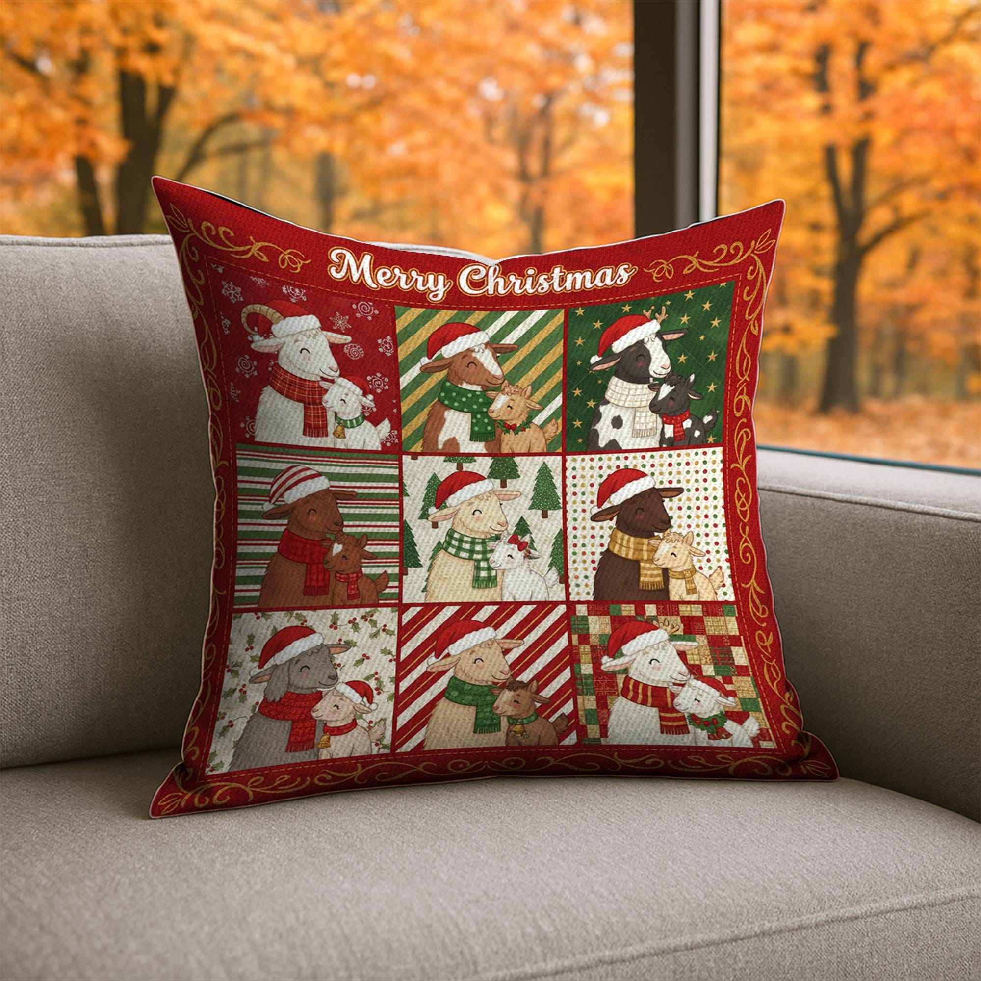 Goat Mom Pillow – Farmhouse Throw Cushion Gift for Goat Lovers and Rustic Home Decor