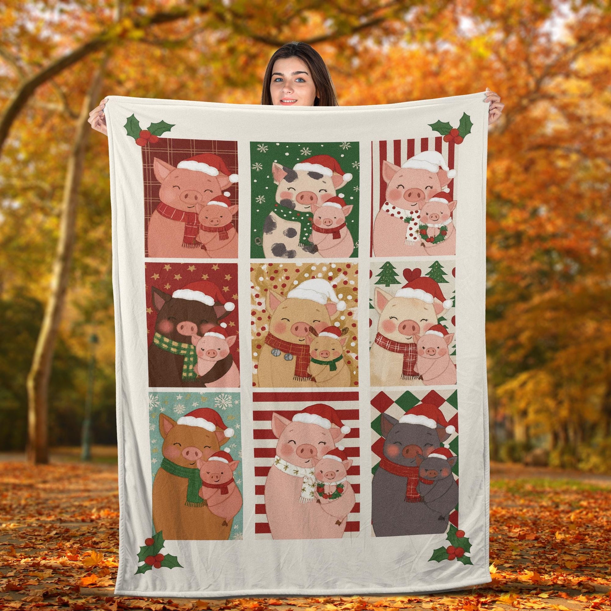 Pig Mom Christmas Blanket – Cozy Farmhouse Throw with Festive Pig Lover Design