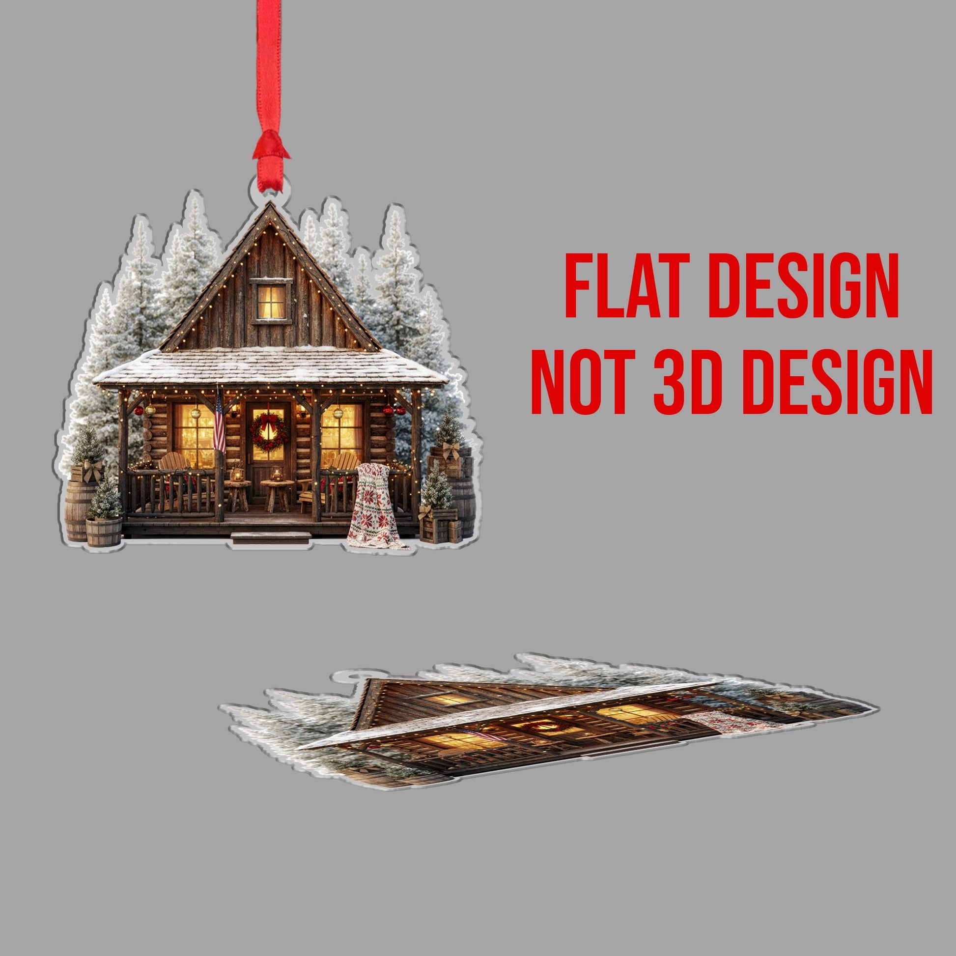 Rustic Cabin Christmas Ornament: Country Christmas Tree Gift