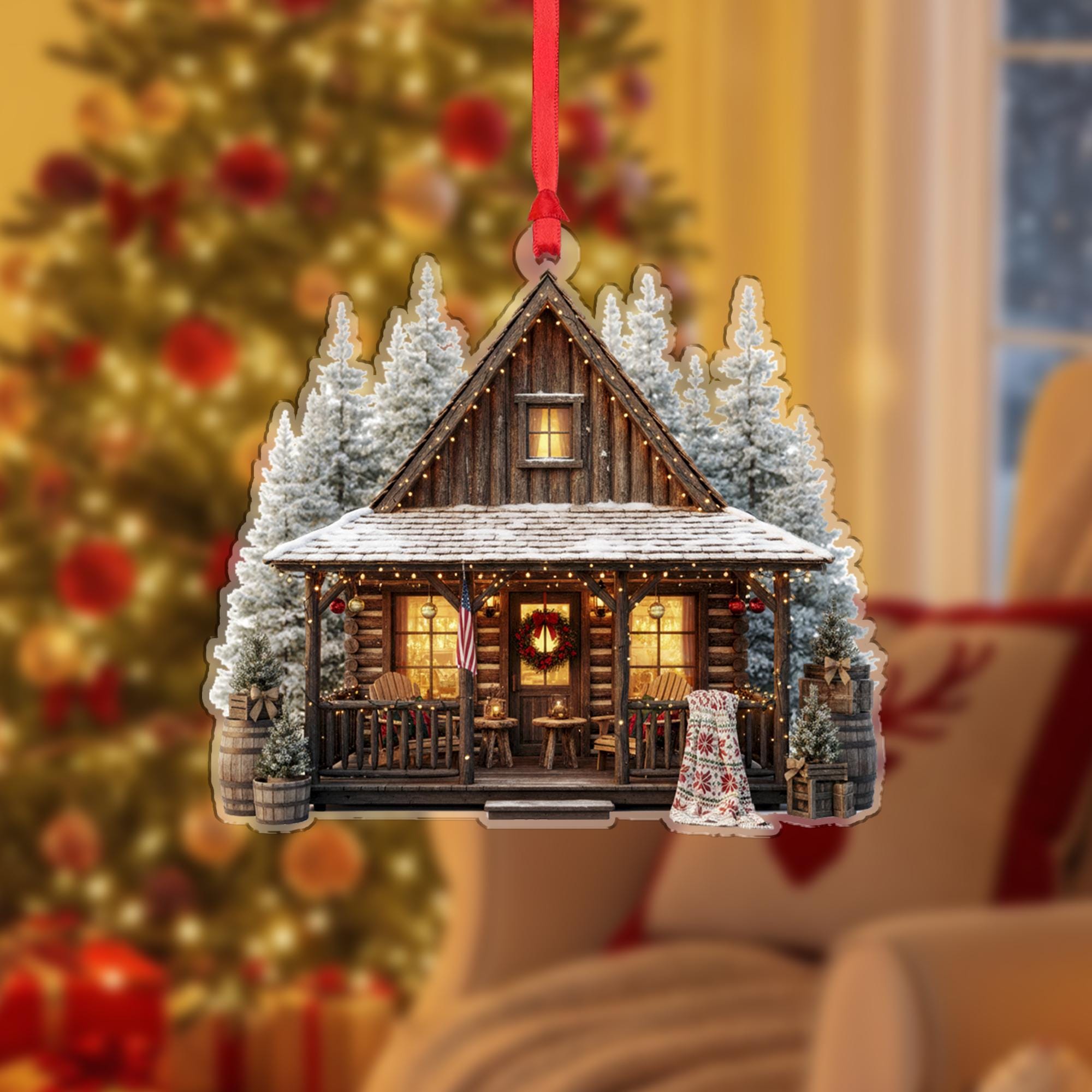 Rustic Cabin Christmas Ornament: Country Christmas Tree Gift