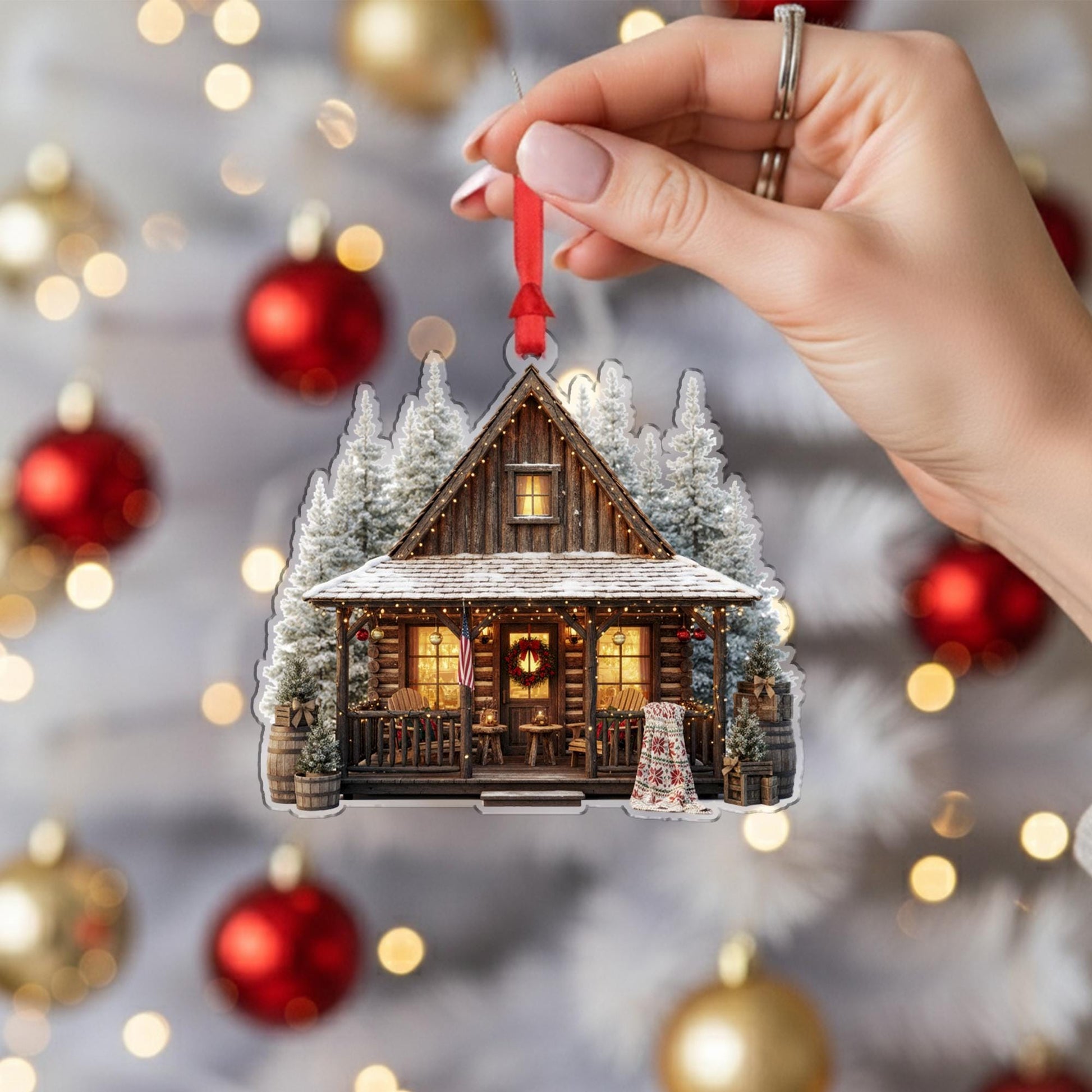Rustic Cabin Christmas Ornament: Country Christmas Tree Gift