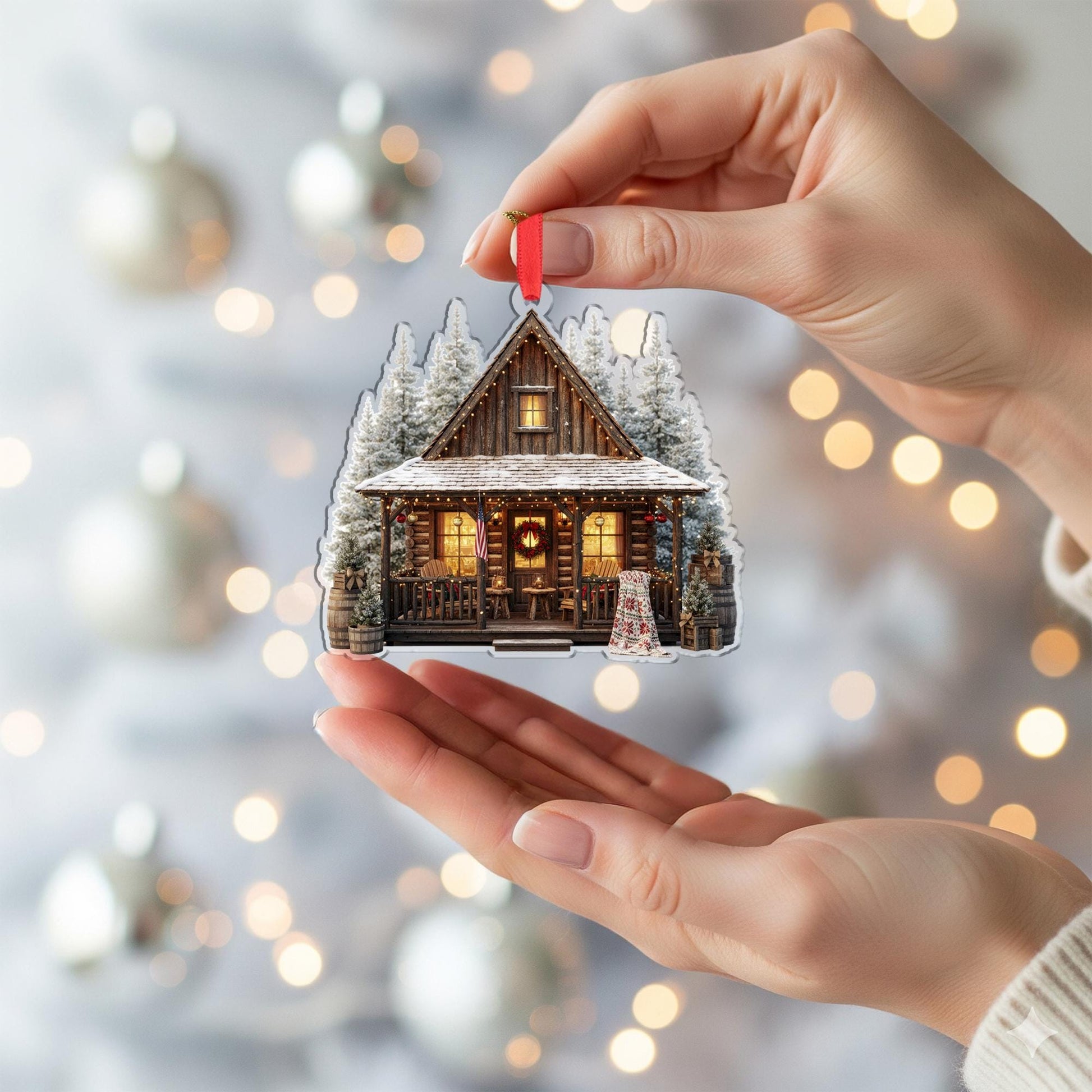 Rustic Cabin Christmas Ornament: Country Christmas Tree Gift