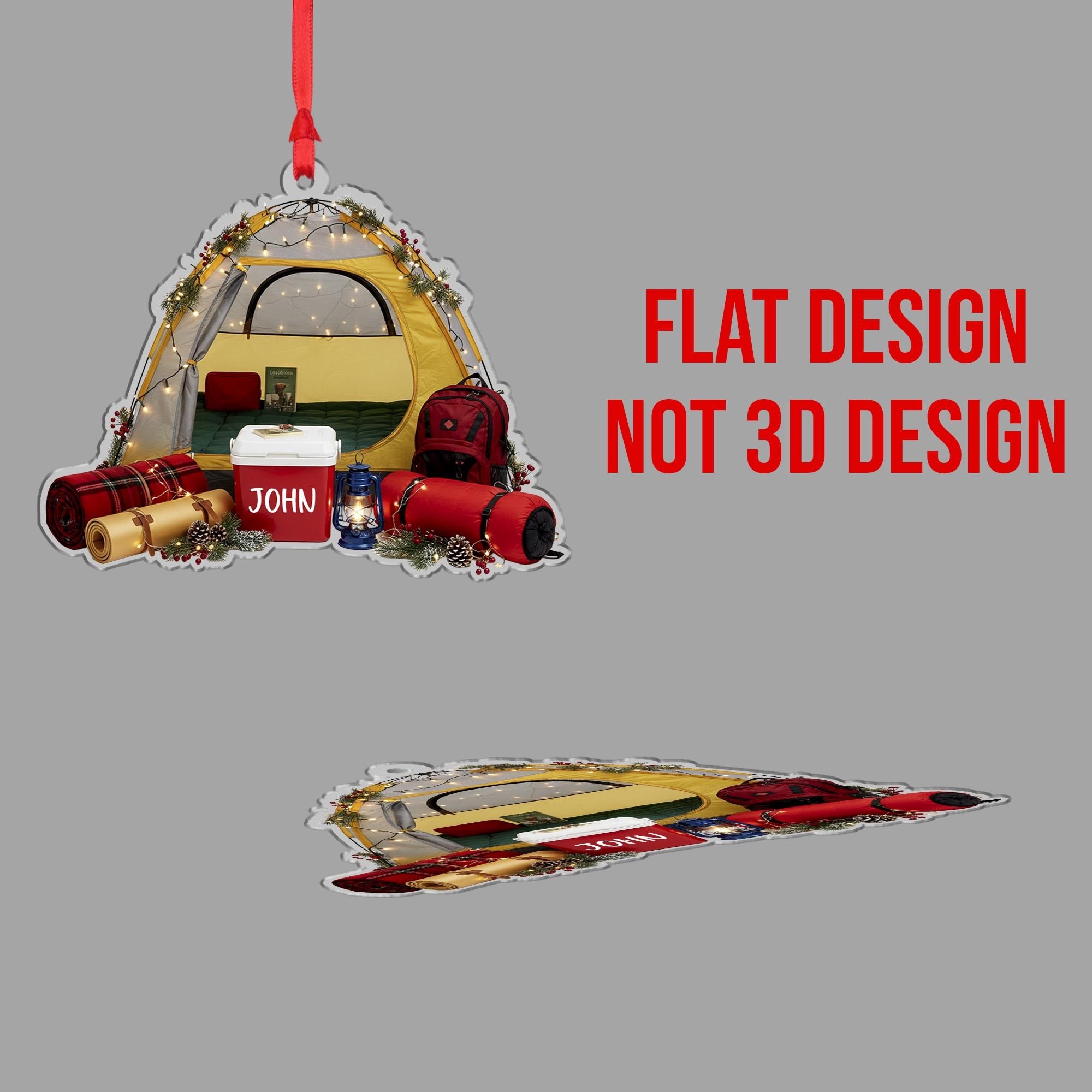 Personalized Camping Tent Ornament: Custom Outdoor Christmas Decoration