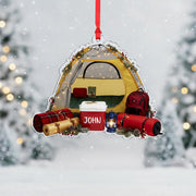 Personalized Camping Tent Ornament: Custom Outdoor Christmas Decoration