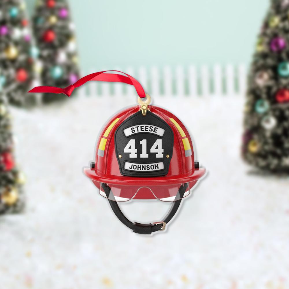 Acrylic Fire Helmet Ornament: Front Shield Display – Personalized Number, Hanging Decor