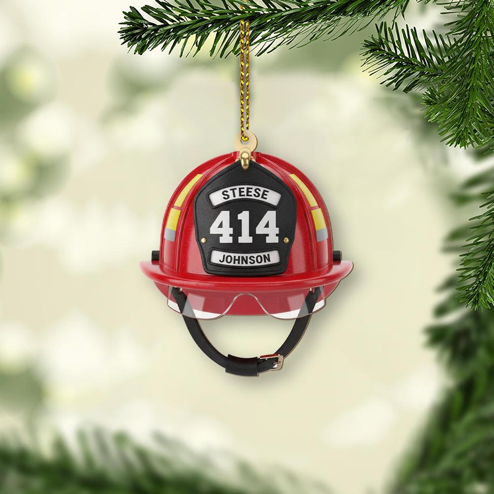 Acrylic Fire Helmet Ornament: Front Shield Display – Personalized Number, Hanging Decor