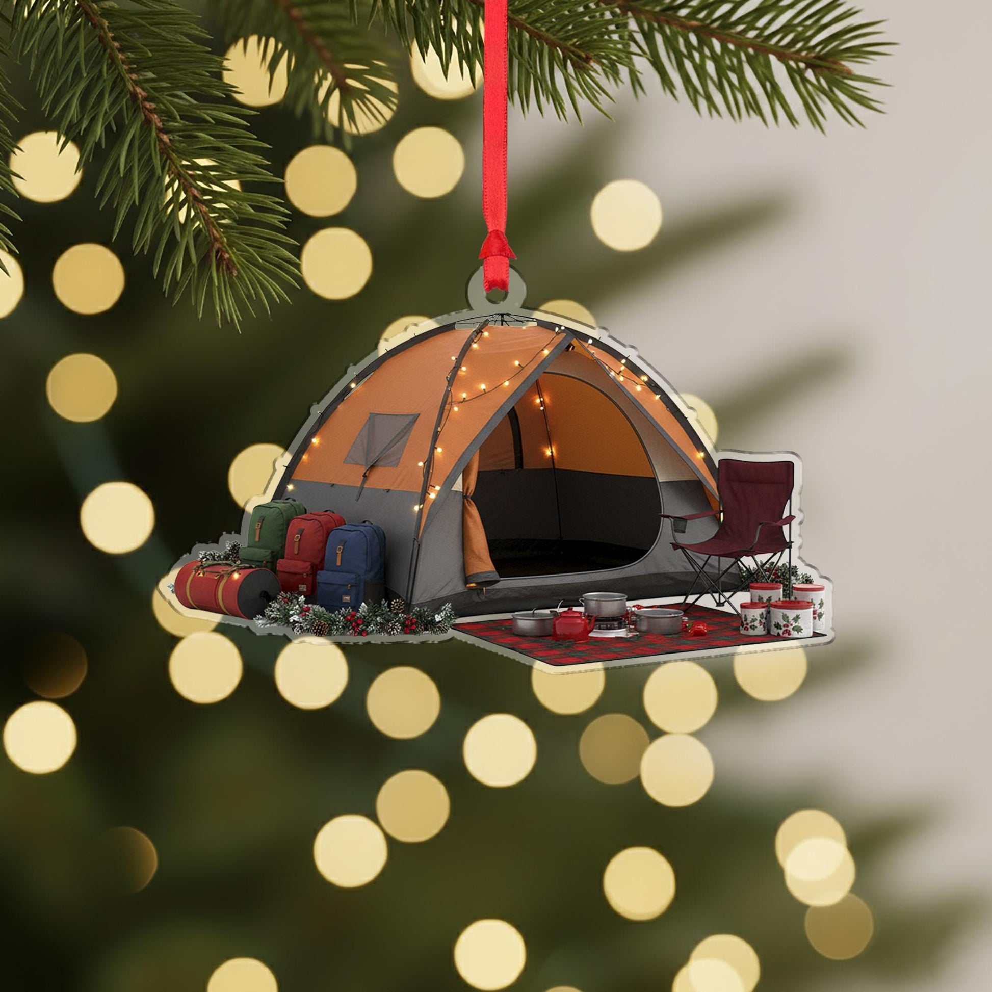 Camping Tent Christmas Ornament: Outdoor Adventure Holiday Decoration