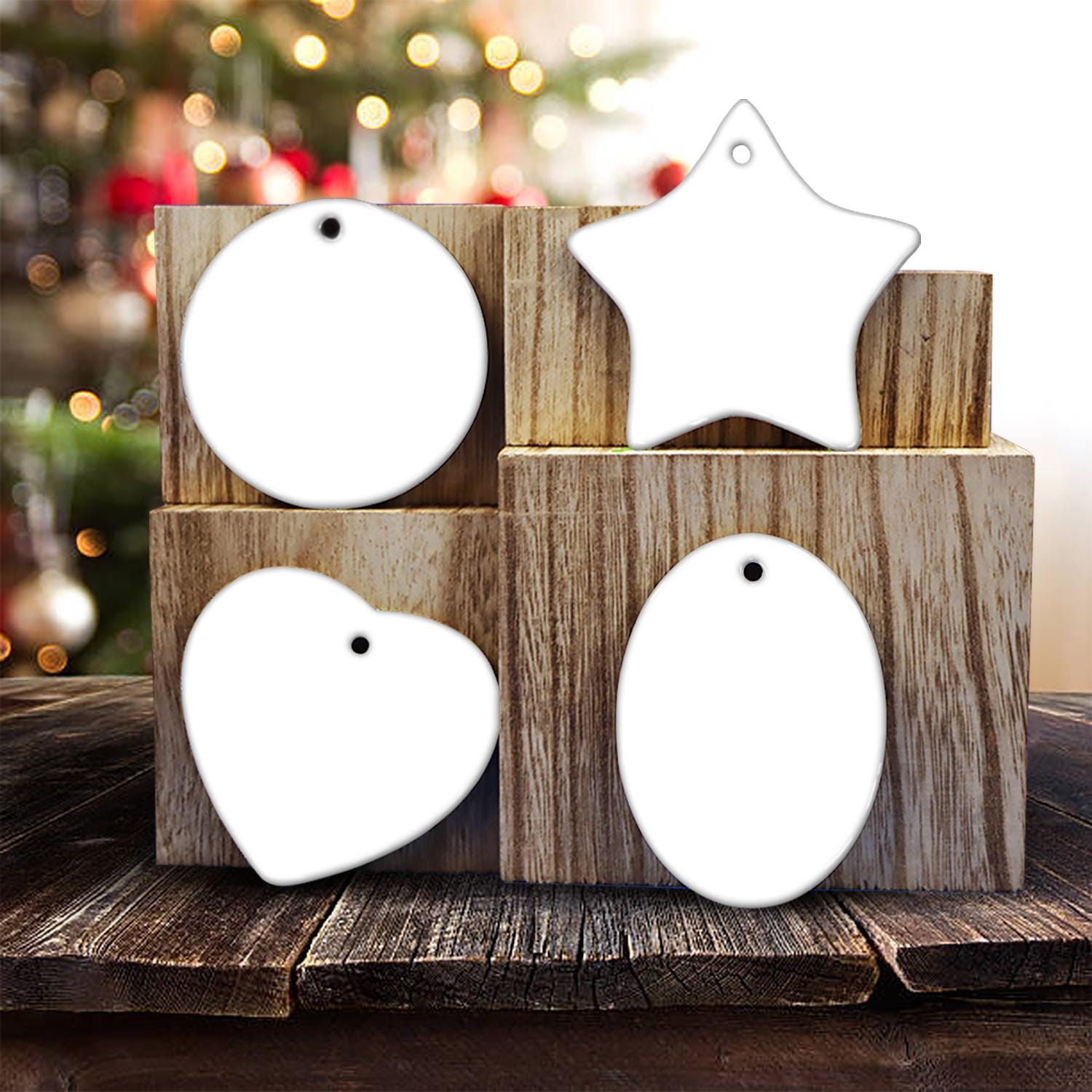 Personalized Ceramic Ornament – Funny Stick Figure Friends Drinking Design, Christmas Tree Decoration