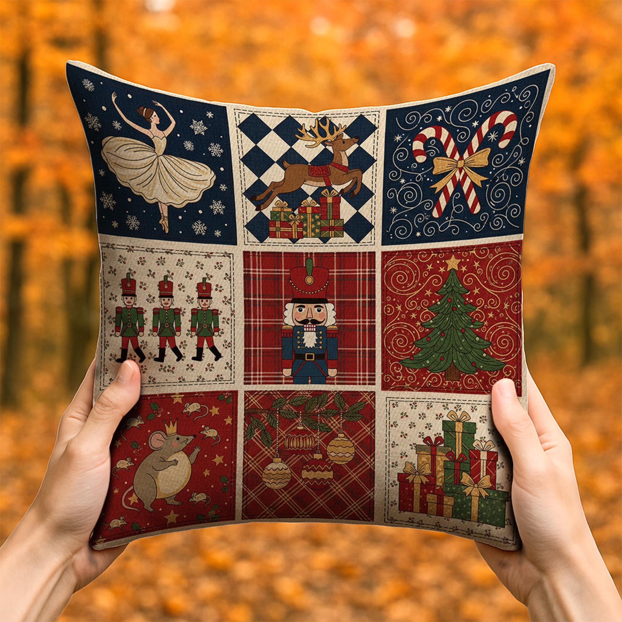 Nutcracker Christmas Pillow – Holiday Ballet Cushion with Ballerina and Festive Gift Design