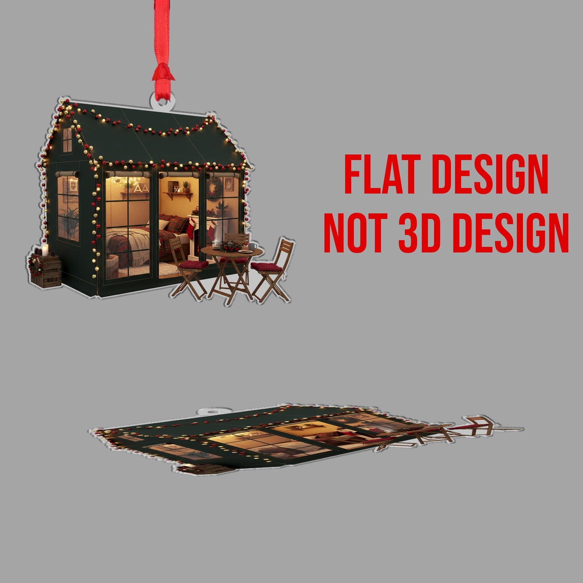 Tiny House Christmas Ornament: Rustic Winter Lodge Ornament