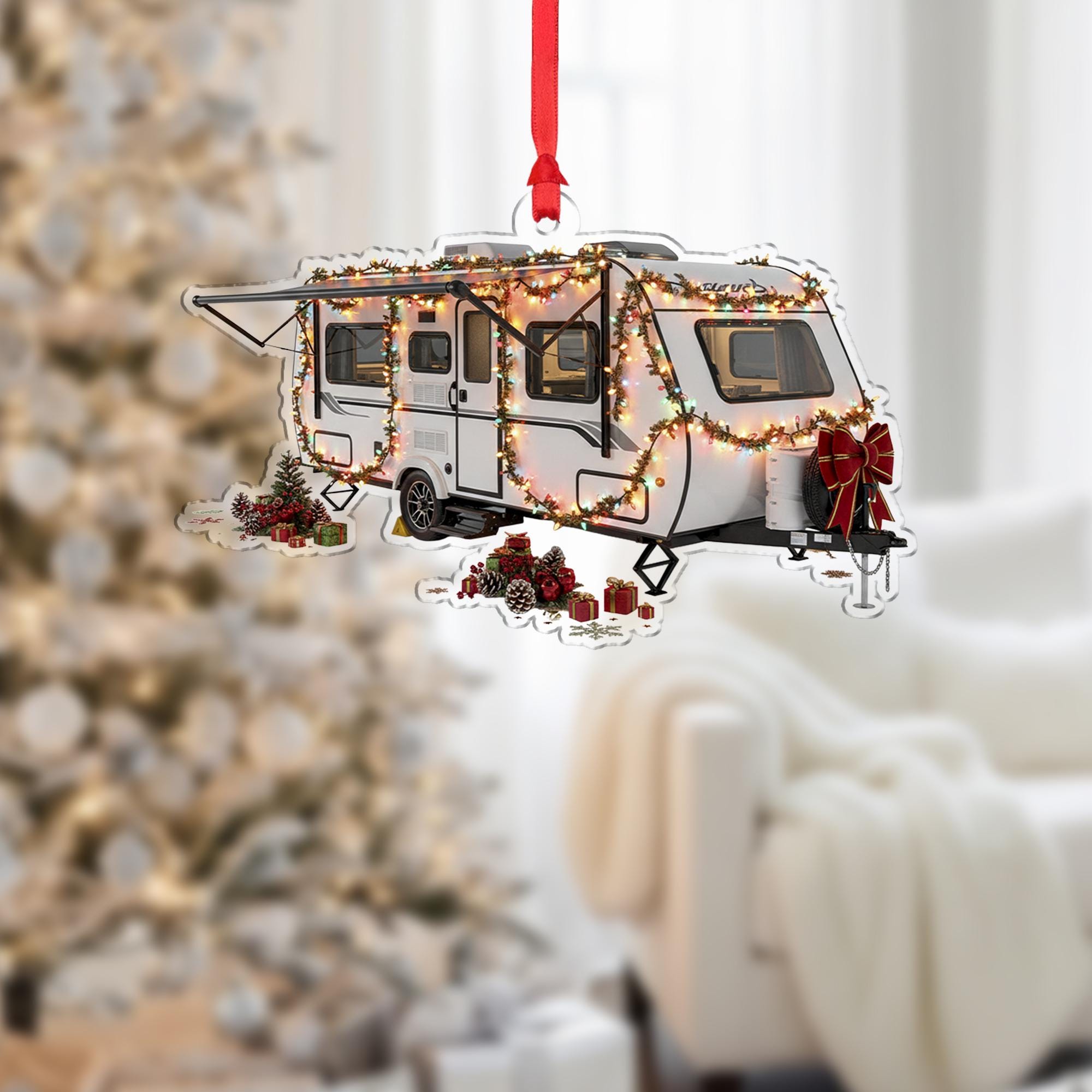 RV Camper Christmas Ornament: Travel Trailer Holiday Decoration