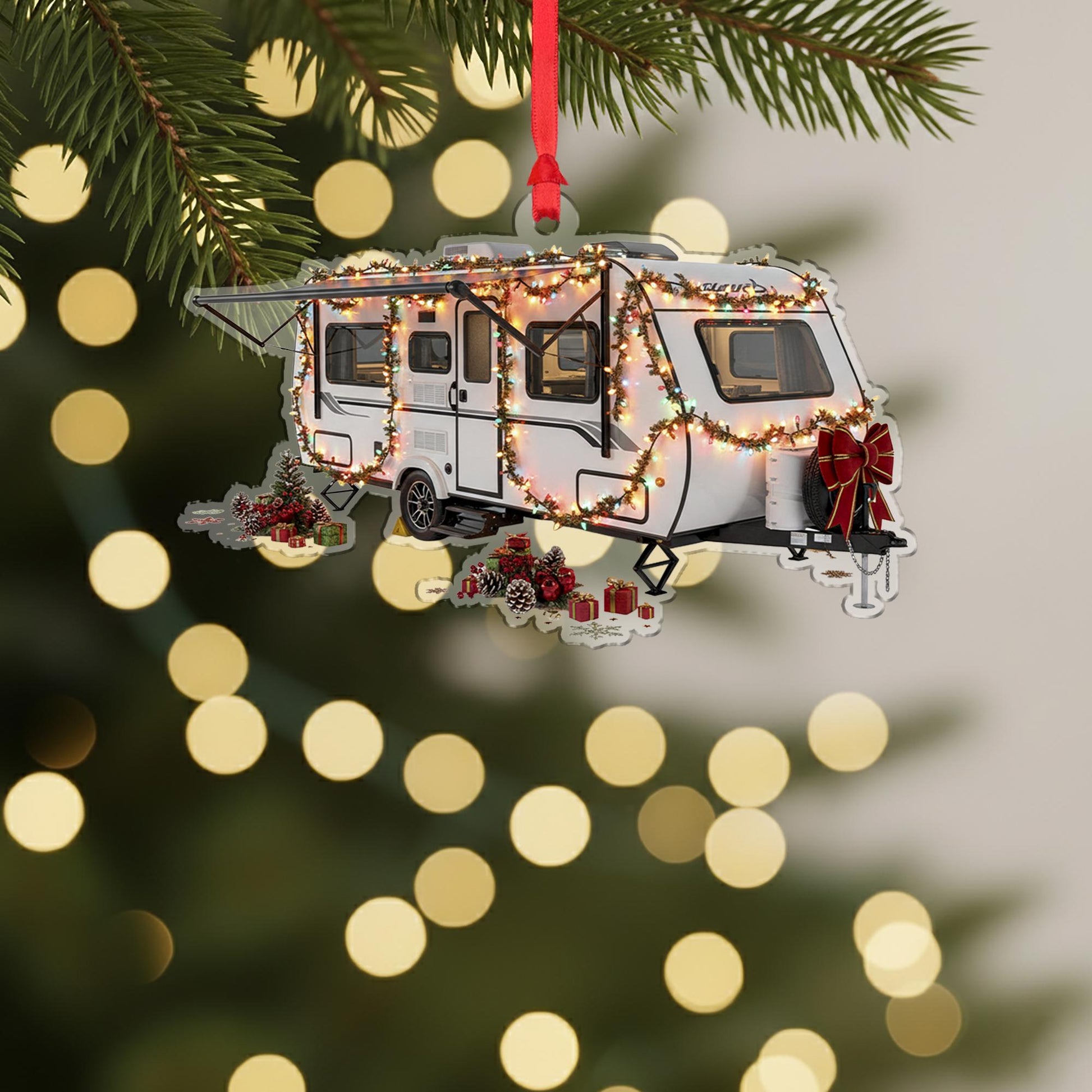 RV Camper Christmas Ornament: Travel Trailer Holiday Decoration