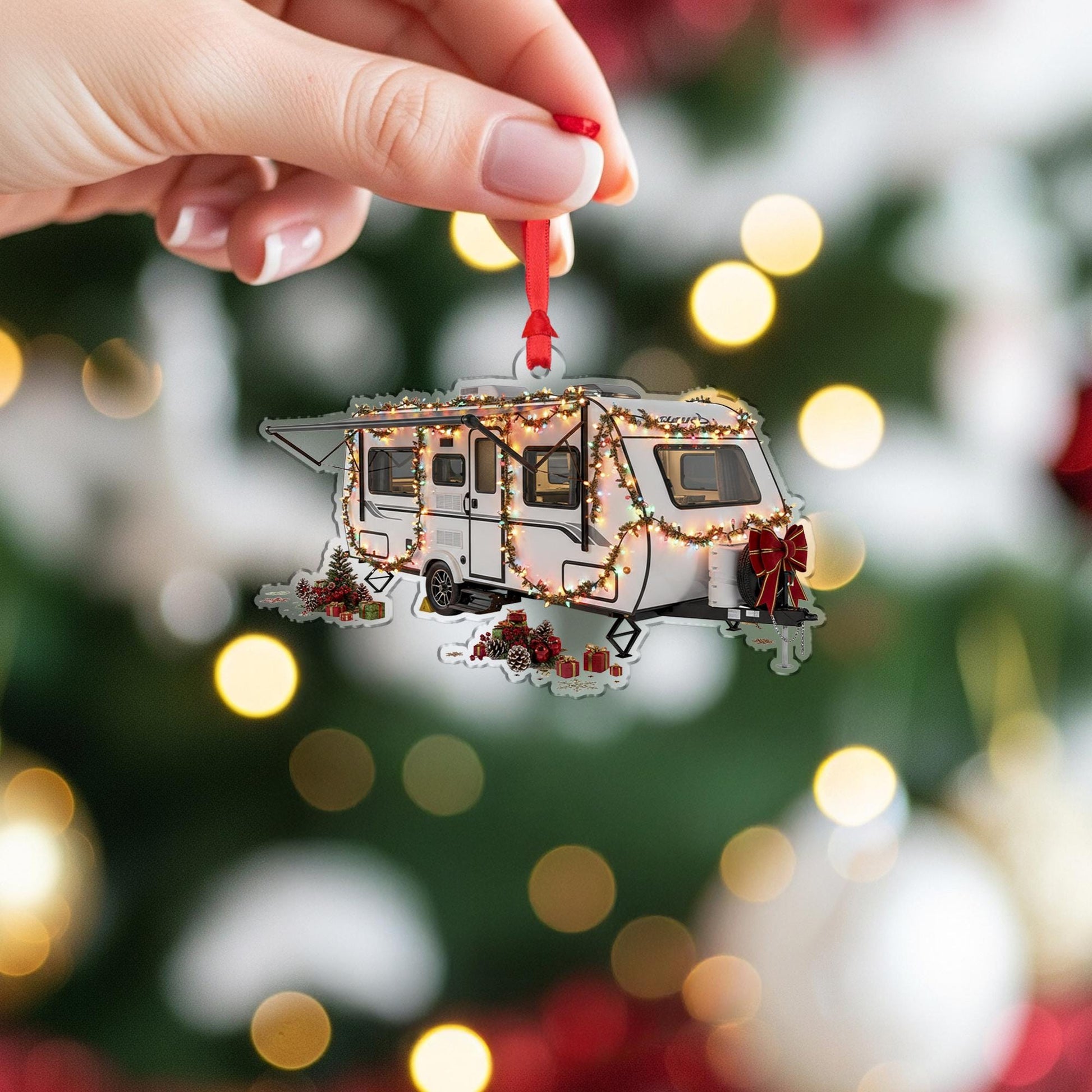 RV Camper Christmas Ornament: Travel Trailer Holiday Decoration