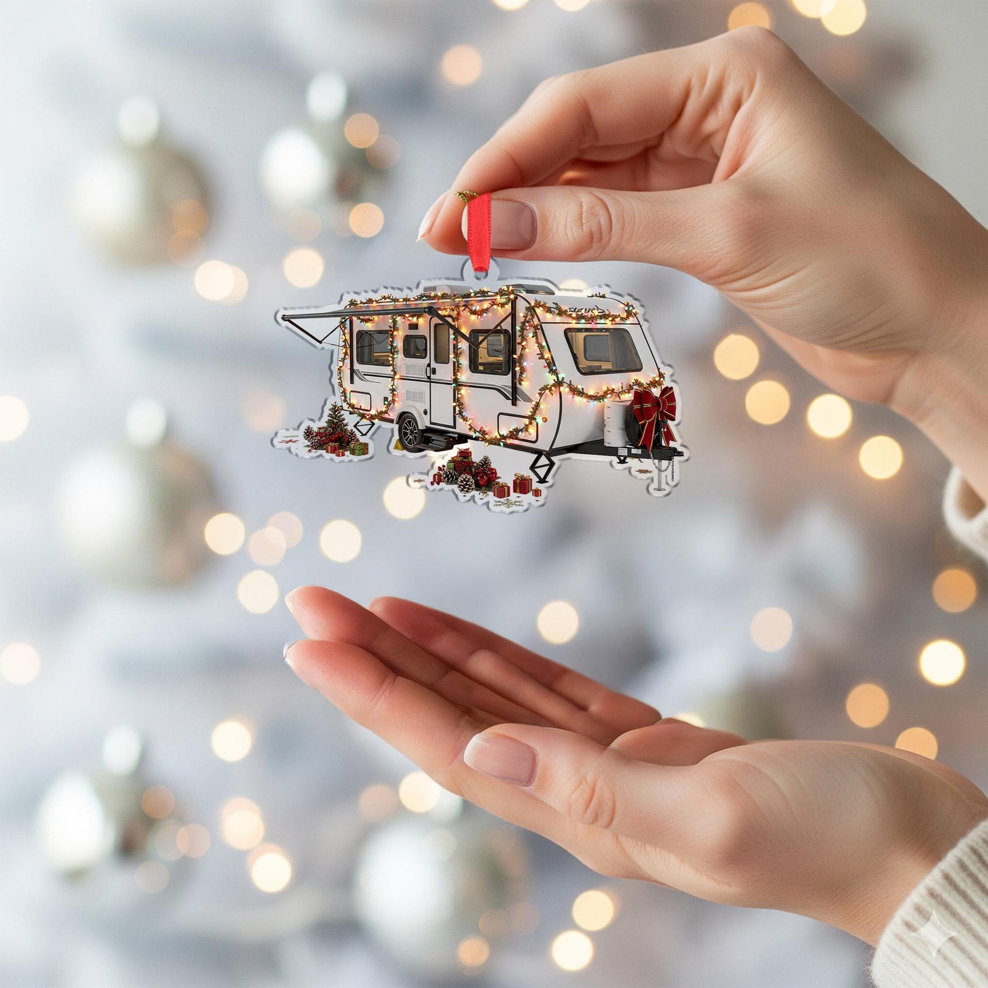 RV Camper Christmas Ornament: Travel Trailer Holiday Decoration