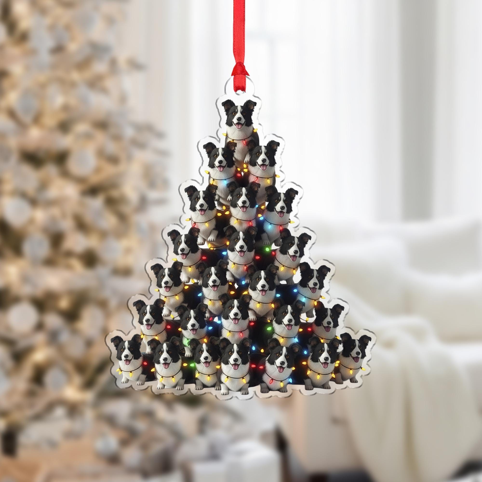 Border Collie Christmas Ornament: Double-Sided Dog Breed Holiday Decor