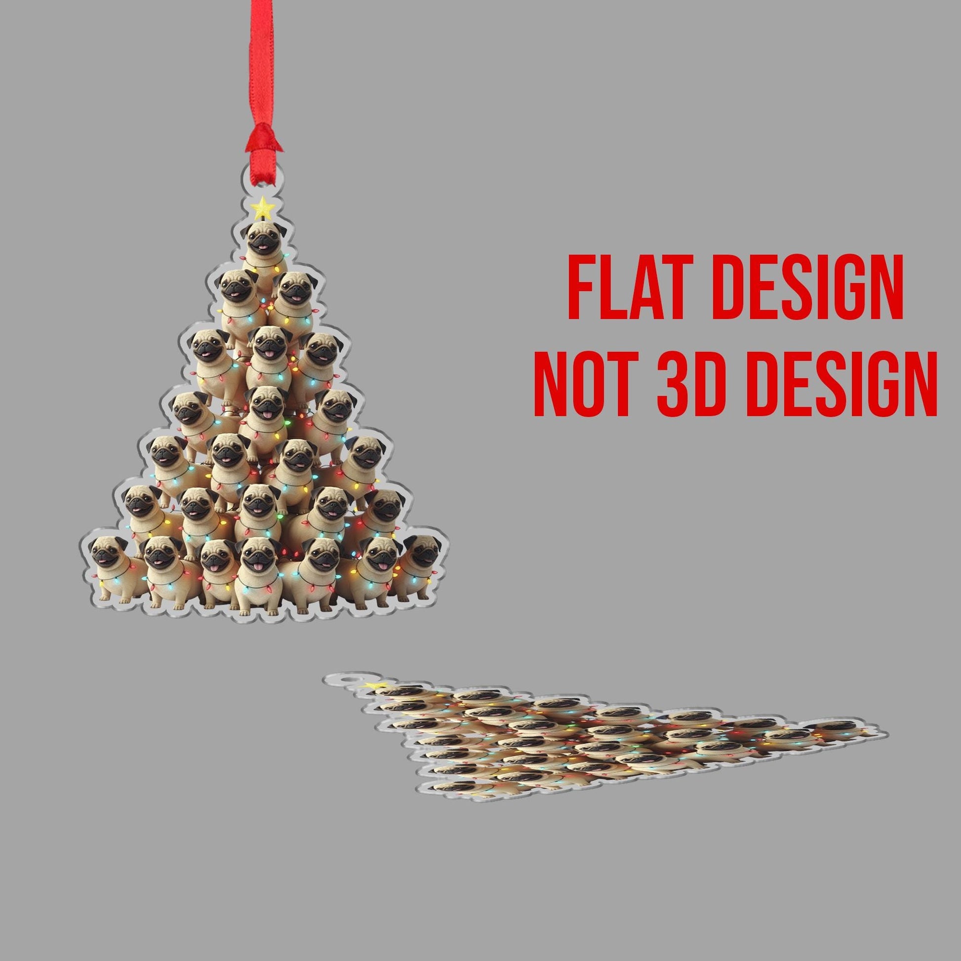 Pug Christmas Ornament: Double-Sided Holiday Decoration