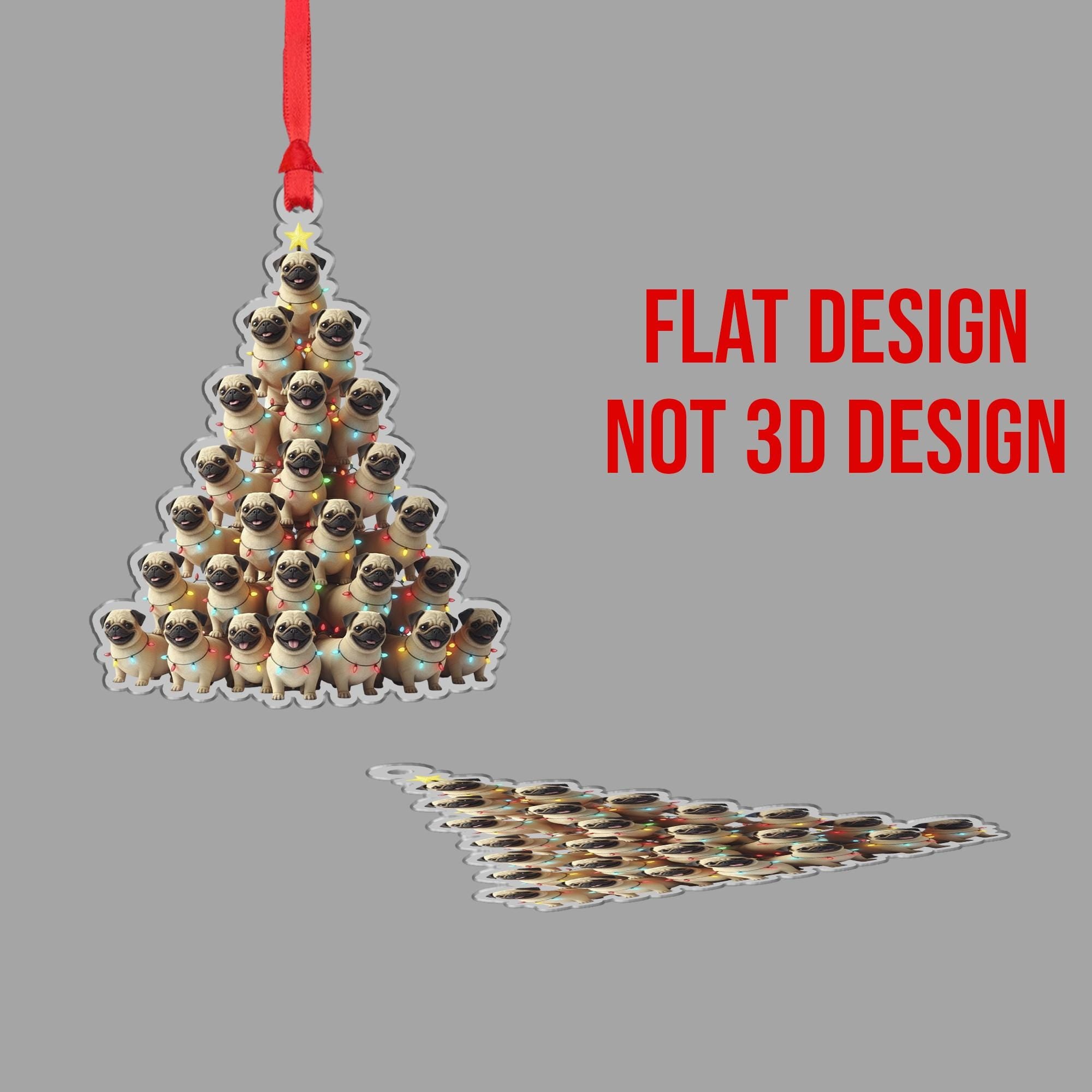 Pug Christmas Ornament: Double-Sided Holiday Decoration