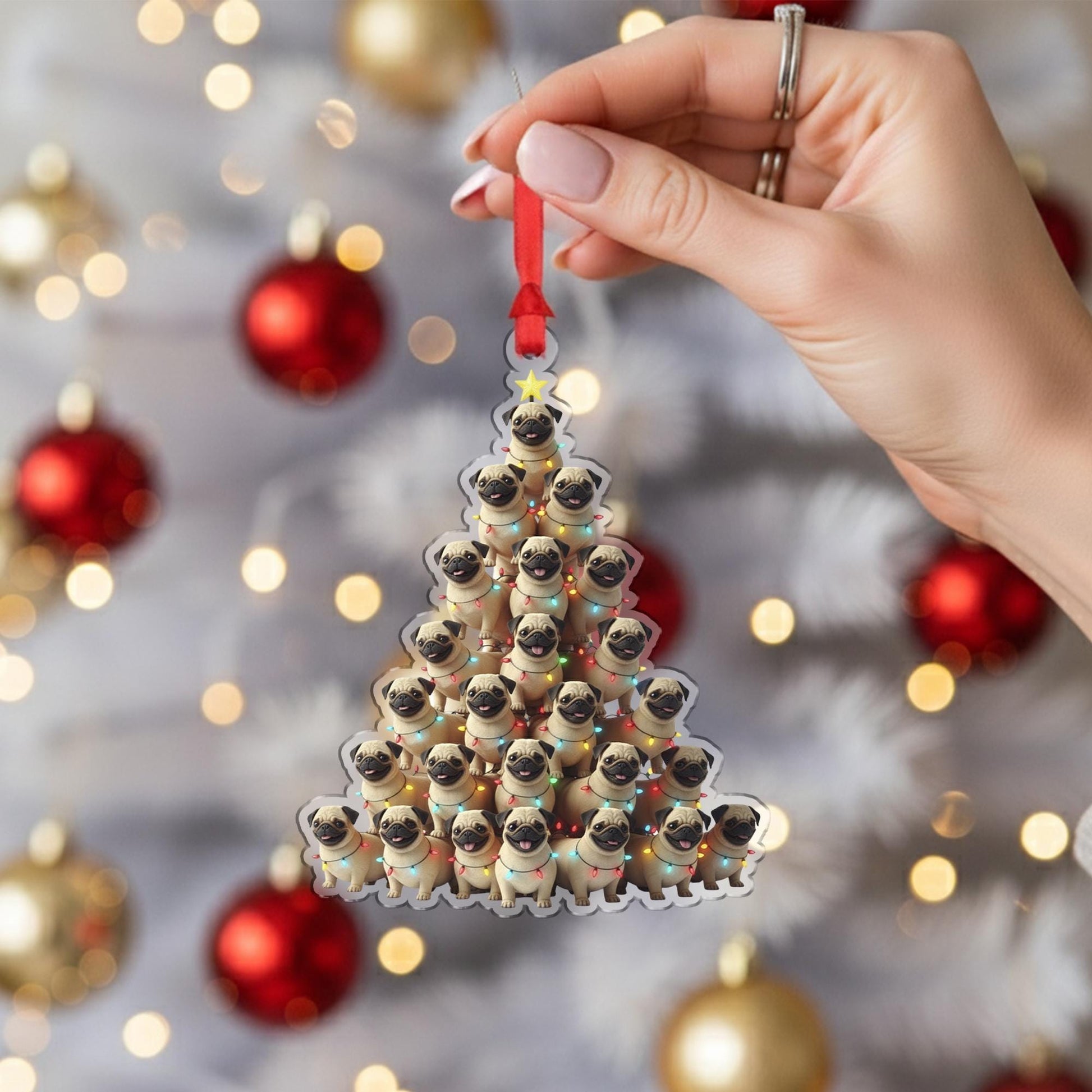 Pug Christmas Ornament: Double-Sided Holiday Decoration
