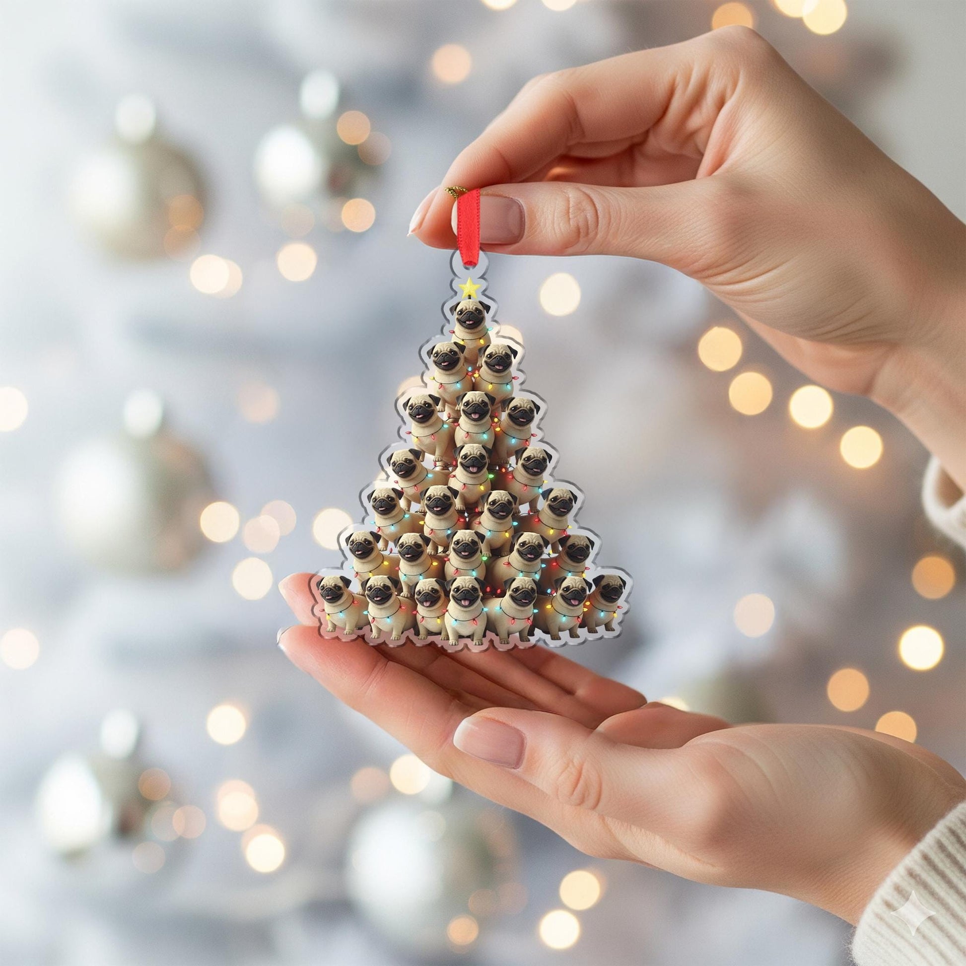 Pug Christmas Ornament: Double-Sided Holiday Decoration