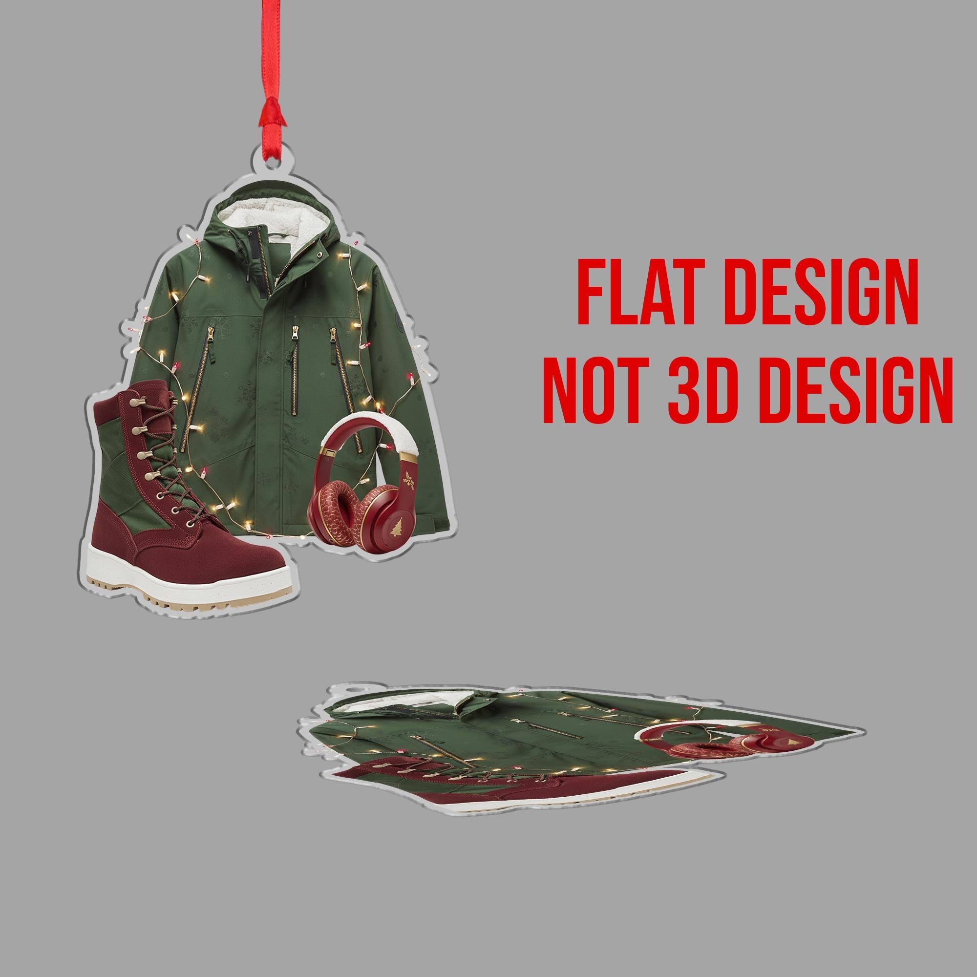 Winter Jacket Ornament: Hiking Boots Christmas Decoration