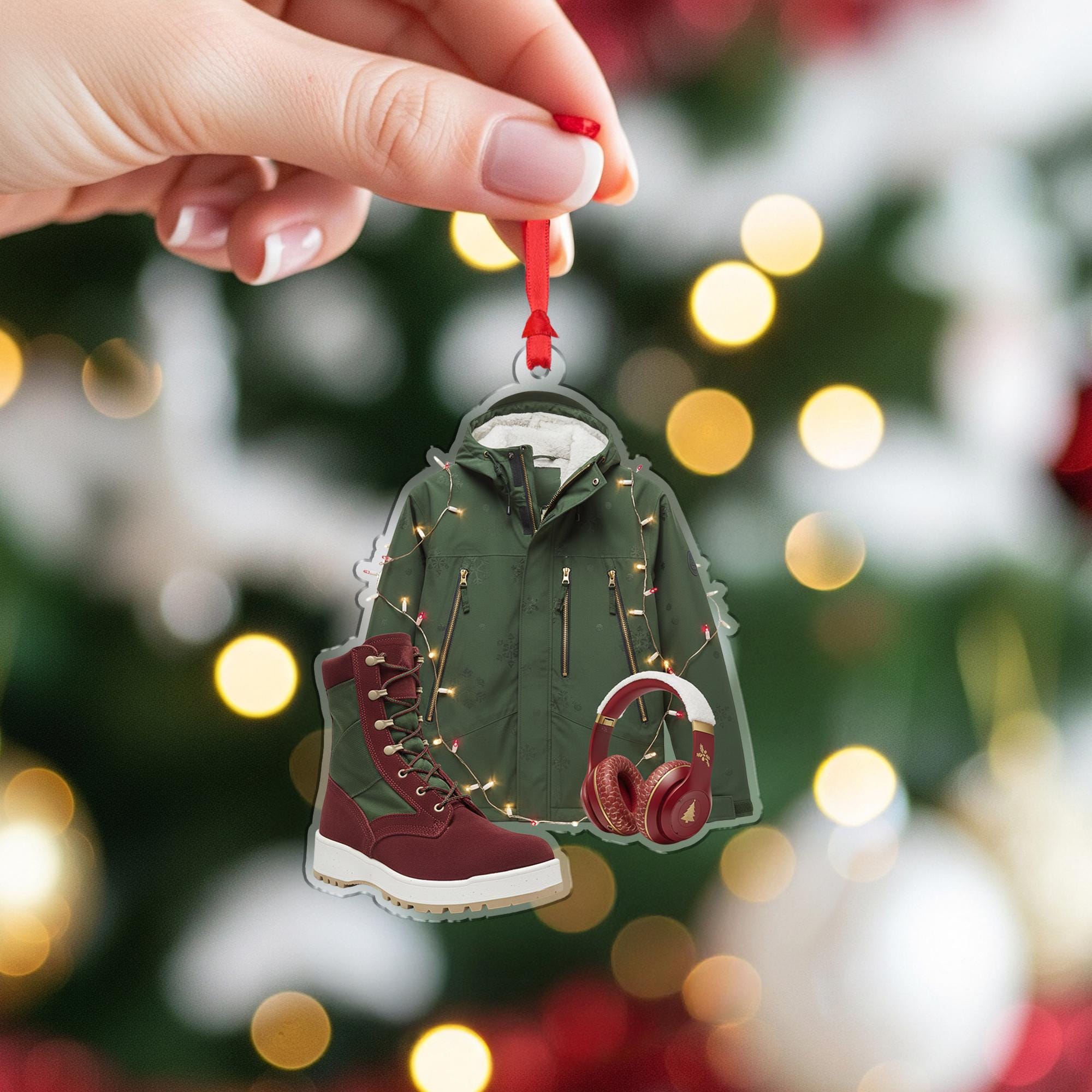 Winter Jacket Ornament: Hiking Boots Christmas Decoration