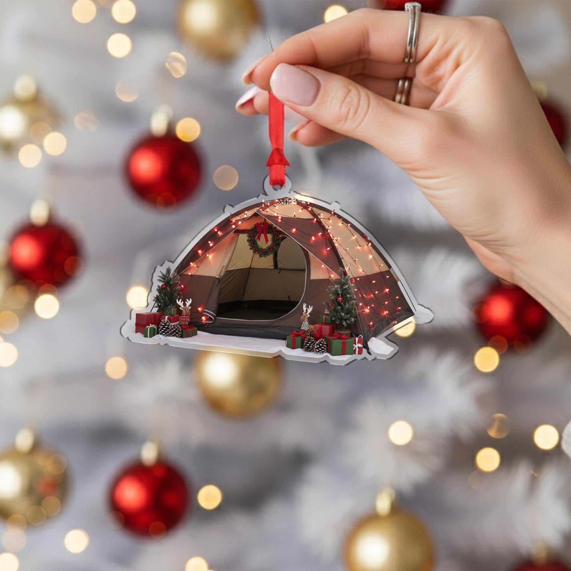 Camping Tent Christmas Ornament: Rustic Outdoor Holiday Decoration