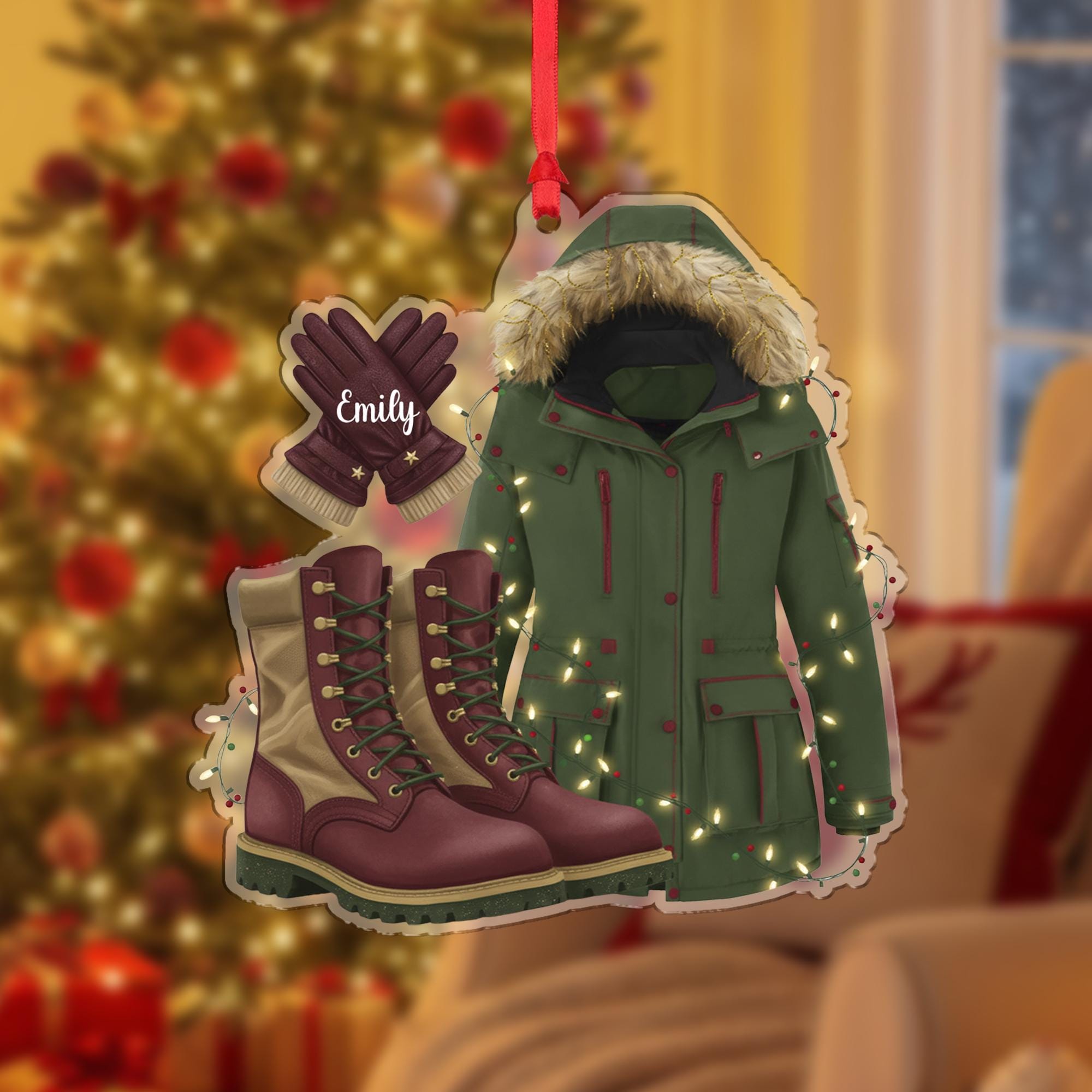 Winter Coat Boots Gloves Ornament: Personalized Christmas Decoration