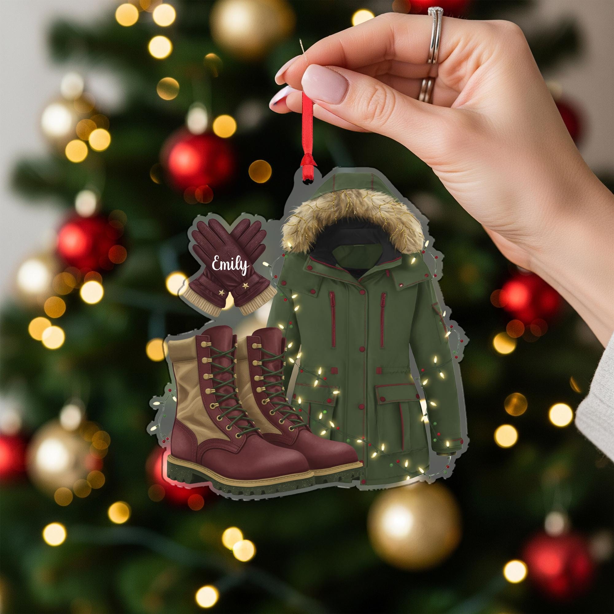 Winter Coat Boots Gloves Ornament: Personalized Christmas Decoration