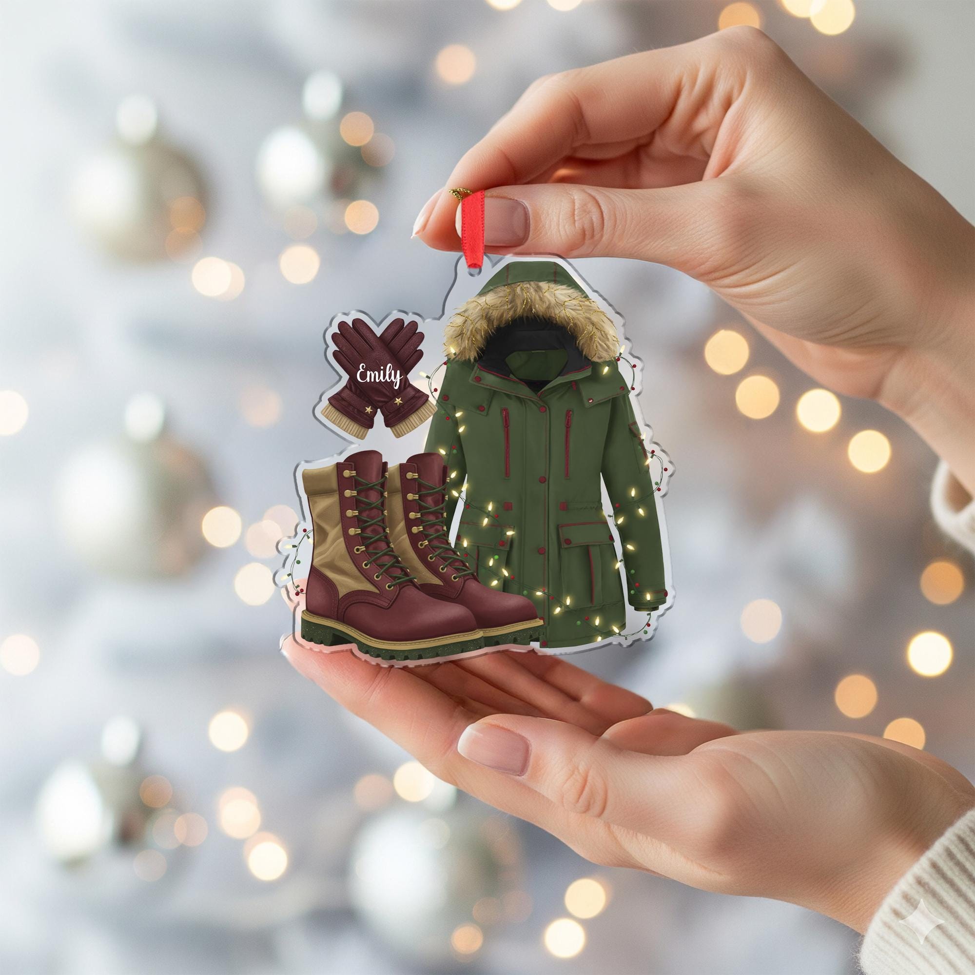 Winter Coat Boots Gloves Ornament: Personalized Christmas Decoration