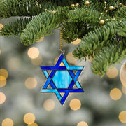 Acrylic Ornament – Star of David Design in Blue Faux Stained Glass Decoration