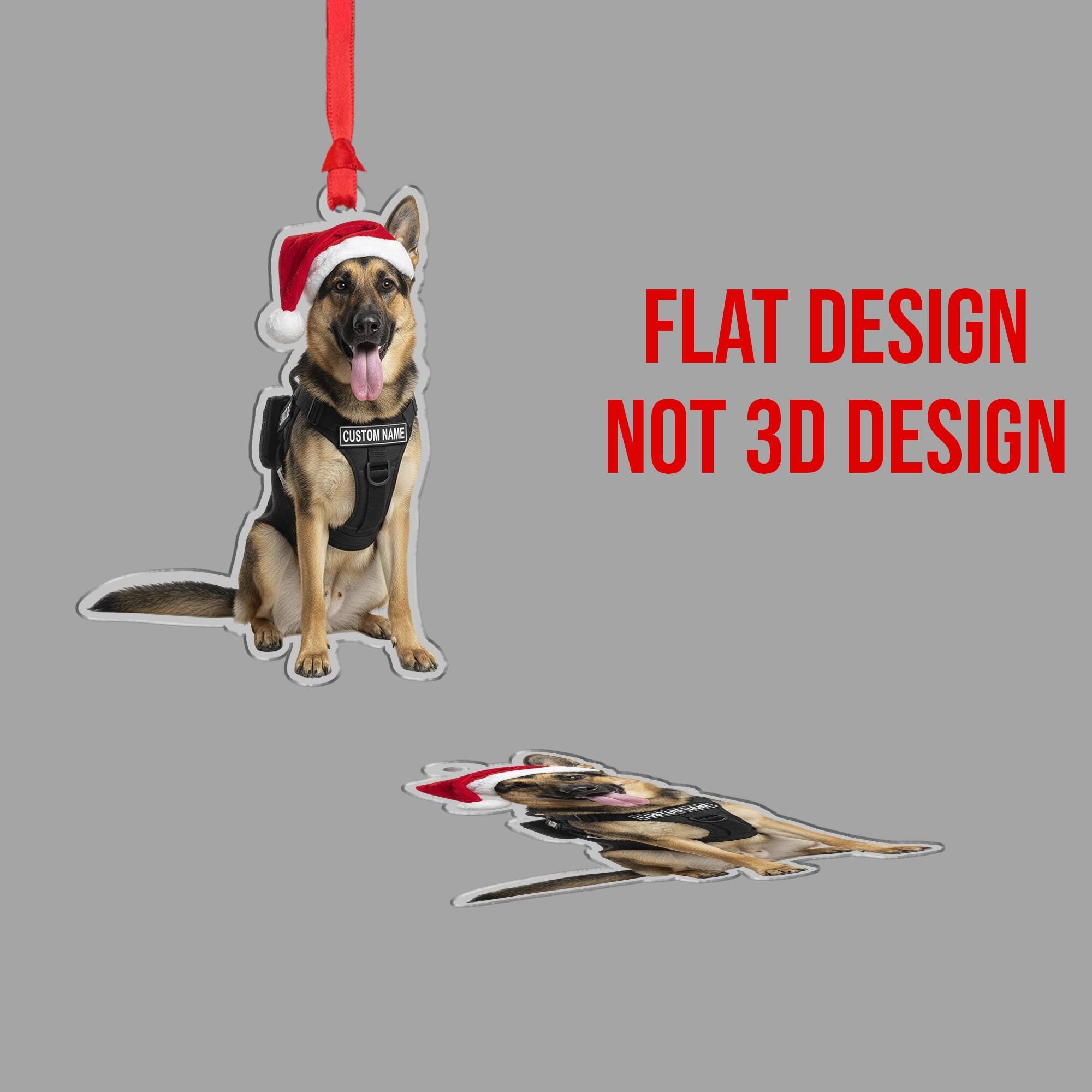 Personalized Police Dog Ornament – Custom German Shepherd K9 Christmas Decoration with Santa Hat