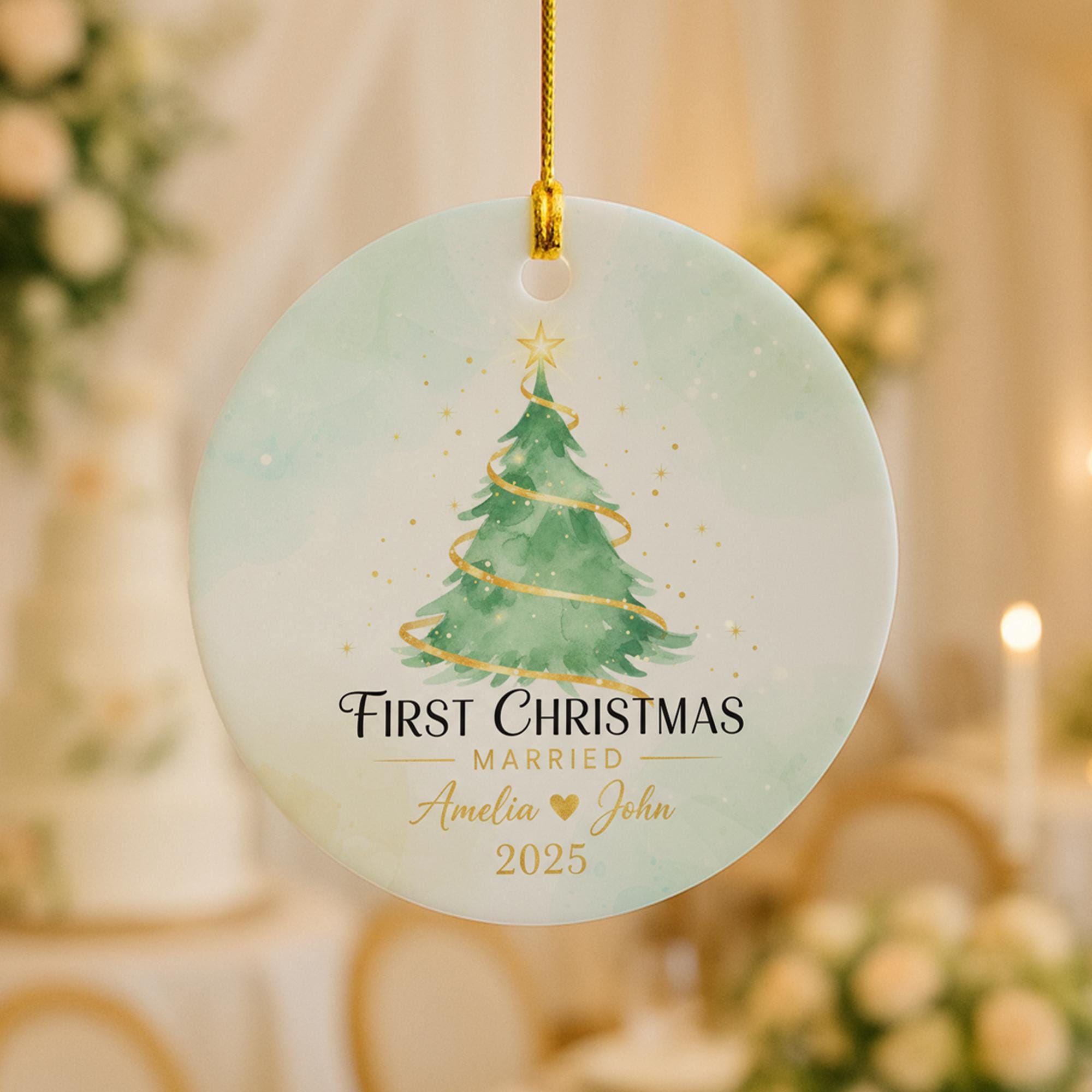 First Married Christmas Ornament 2025: Personalized Newlywed Holiday Keepsake