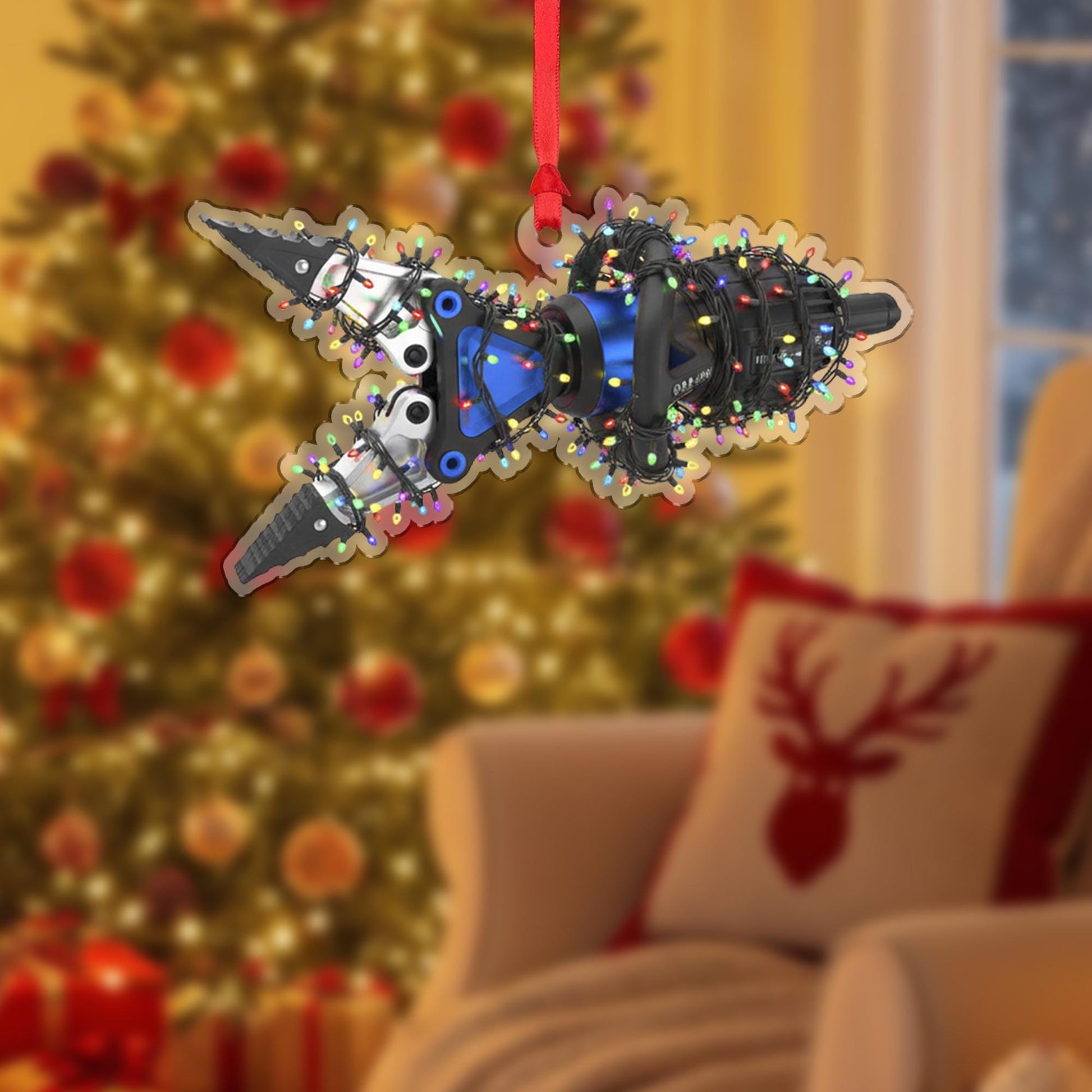 Hydraulic Rescue Tool Ornament – Firefighter Jaws of Life Christmas Decoration with Lights