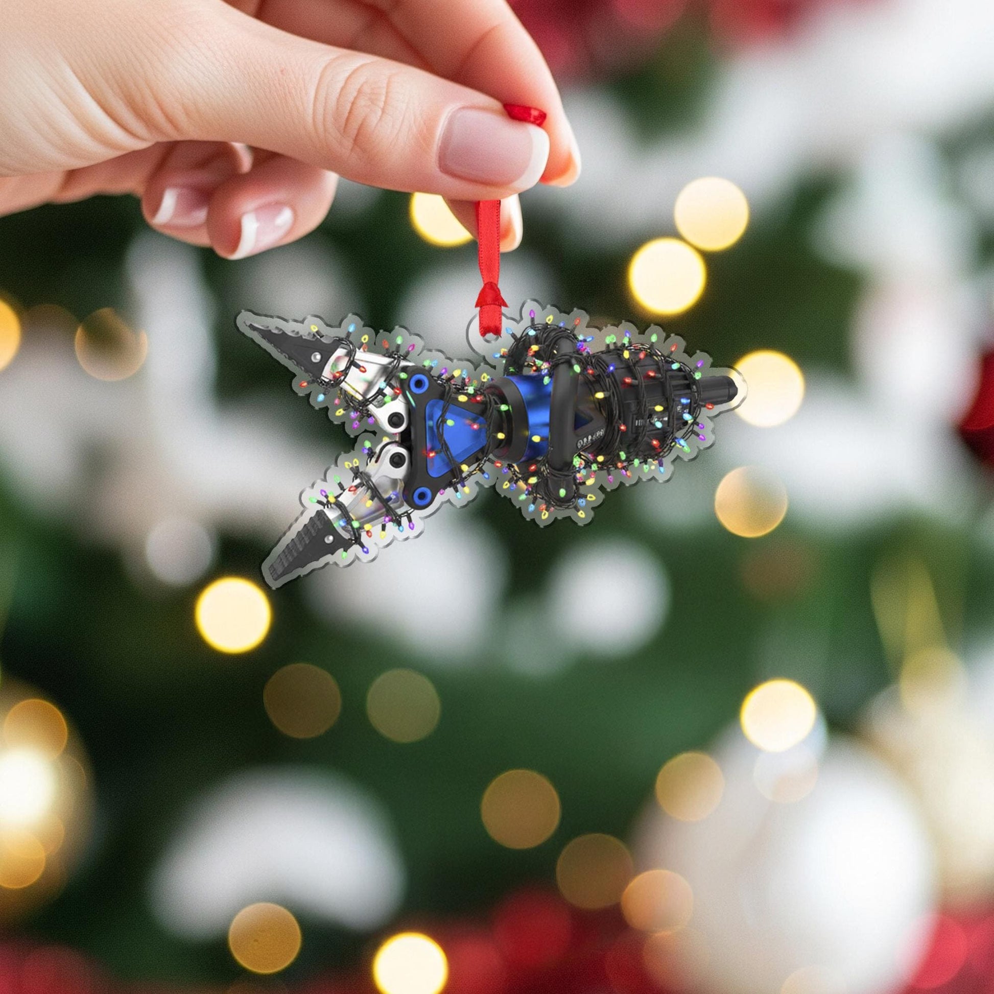 Hydraulic Rescue Tool Ornament – Firefighter Jaws of Life Christmas Decoration with Lights