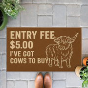 Coir Doormat – Entry Fee 5 Dollars Cows to Buy with Highland Cow Farmhouse Design
