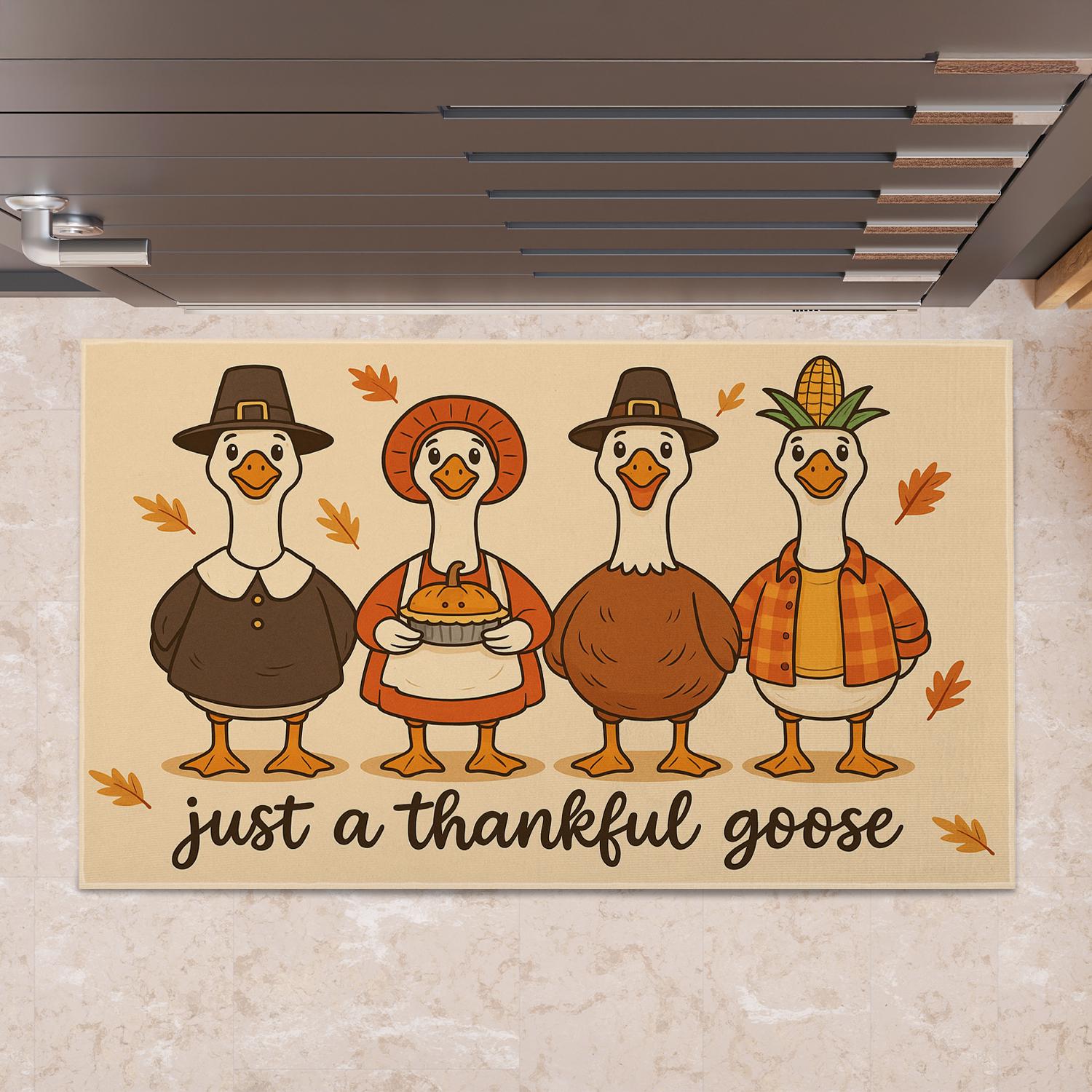 Fabric Doormat Thankful Goose Thanksgiving Fall Harvest Farmhouse Entry Mat