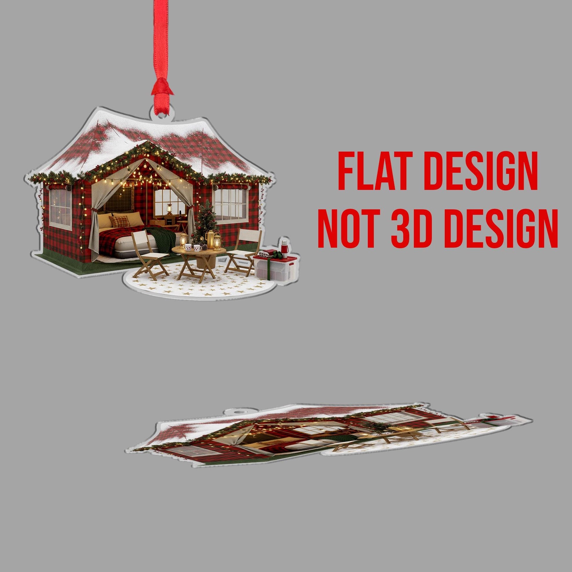 Plaid Cabin Ornament: Rustic Christmas Decor