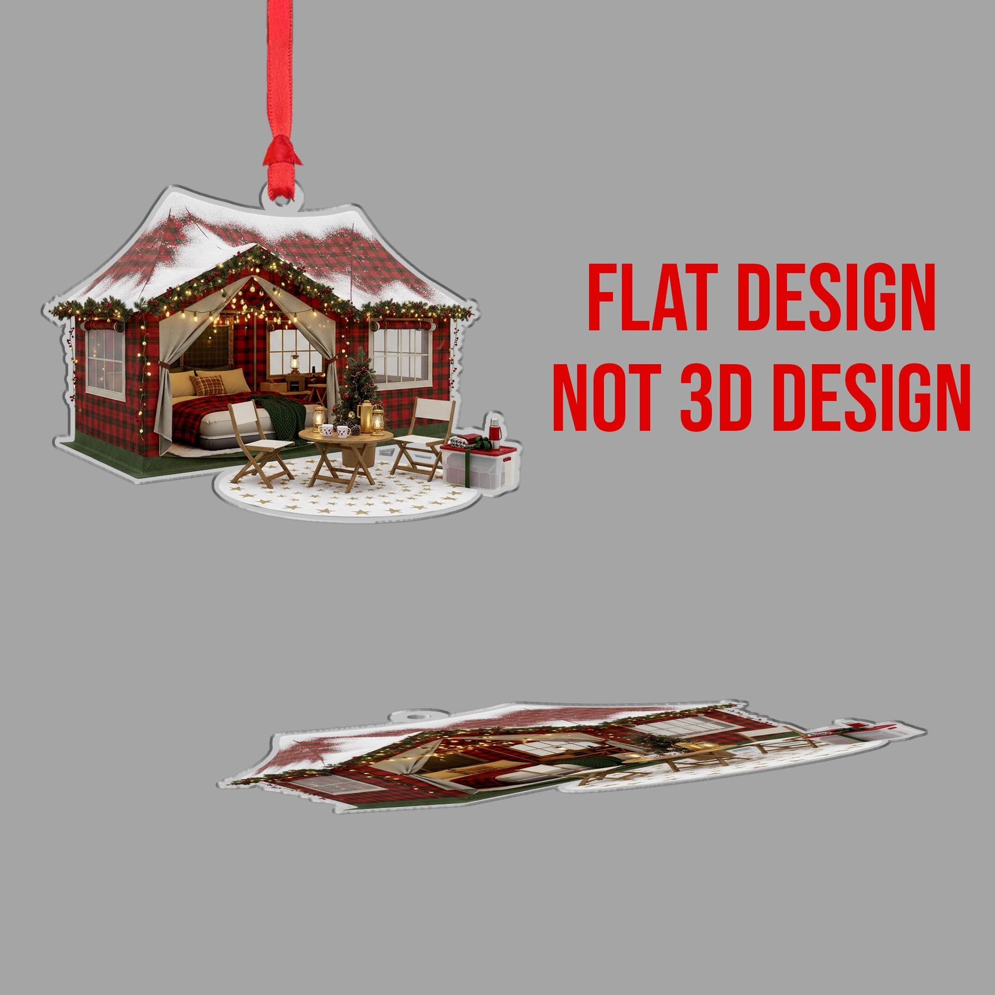 Plaid Cabin Ornament: Rustic Christmas Decor