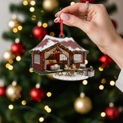Plaid Cabin Ornament: Rustic Christmas Decor